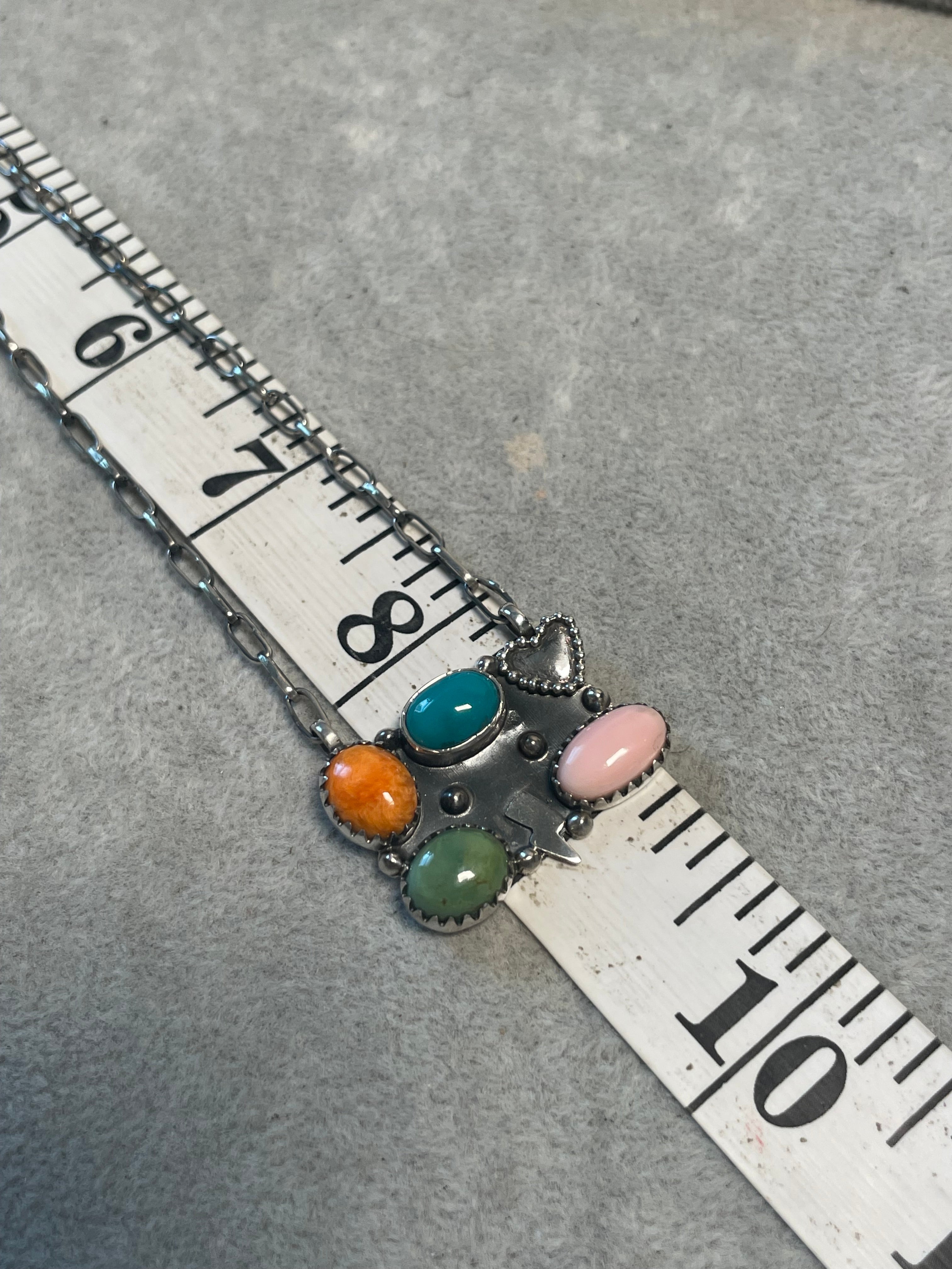 Multistone Heart Necklace | 925 Sterling Silver D227