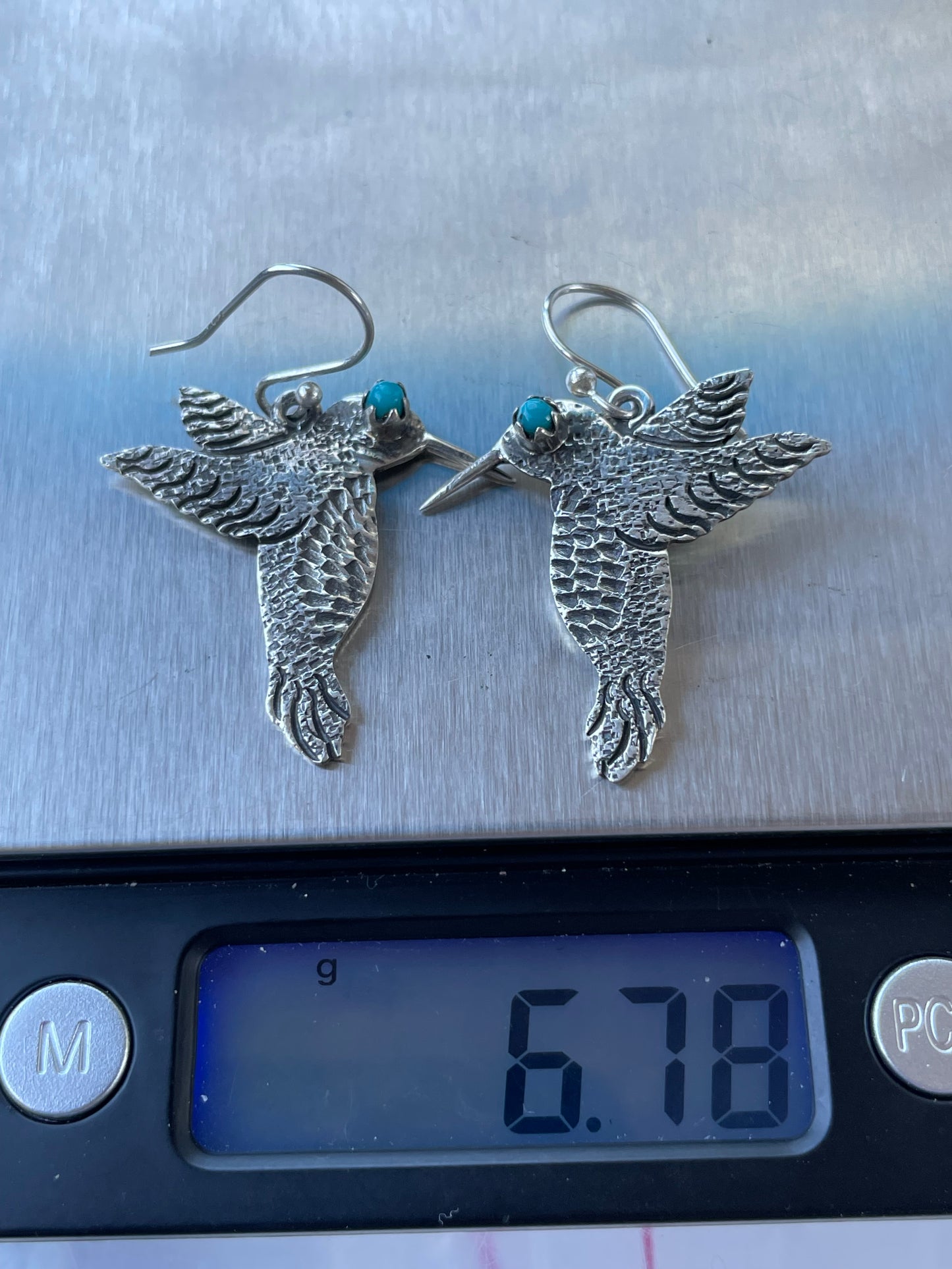 Kingman Turquoise Hummingbird Dangle Earrings | 925 Sterling Silver B920