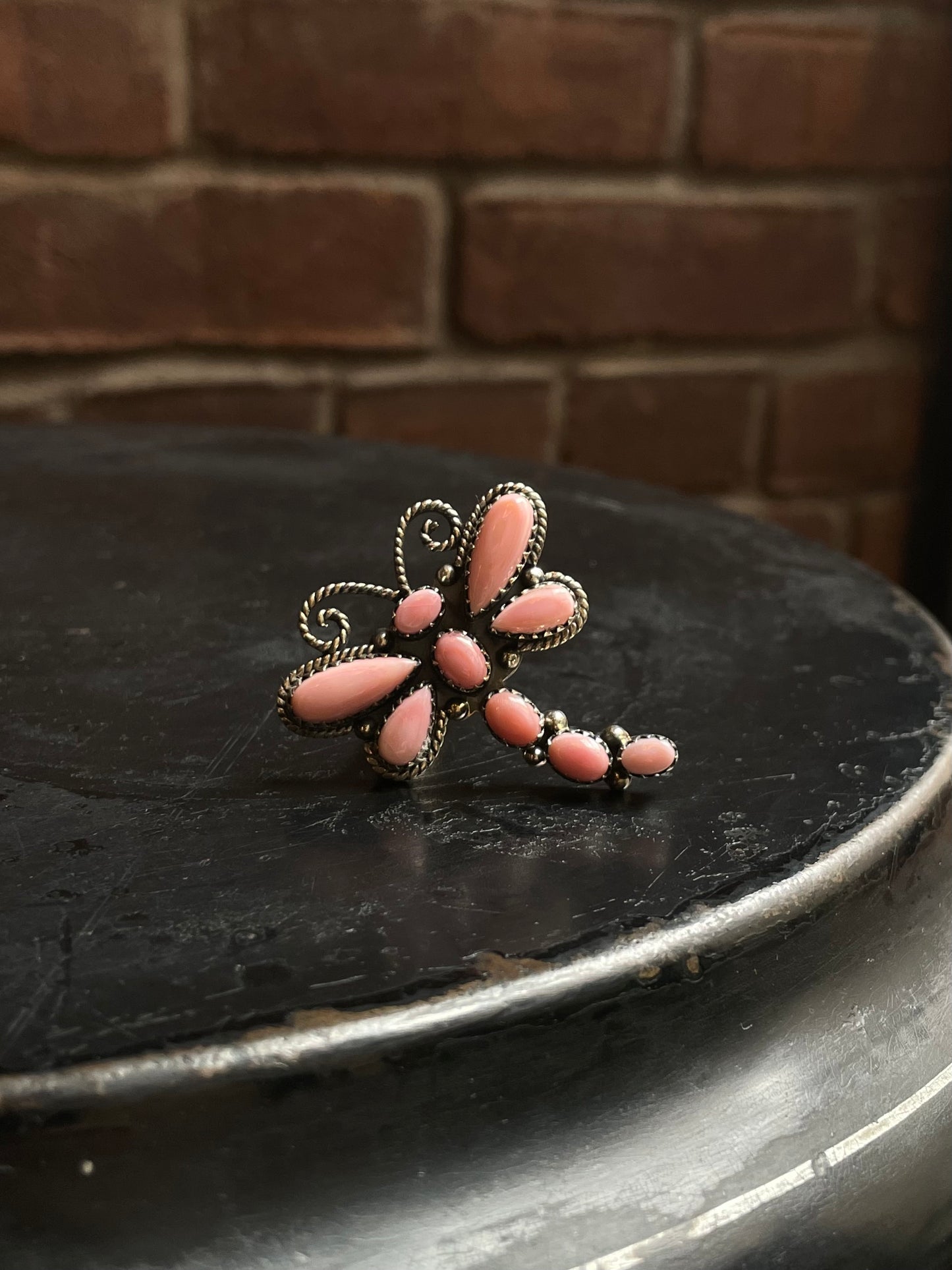 Pink Conch Dragonfly Ring Size 9 | 925 Sterling Silver C920