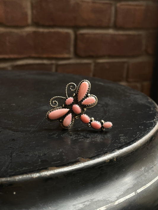 Pink Conch Dragonfly Ring Size 9 | 925 Sterling Silver C920