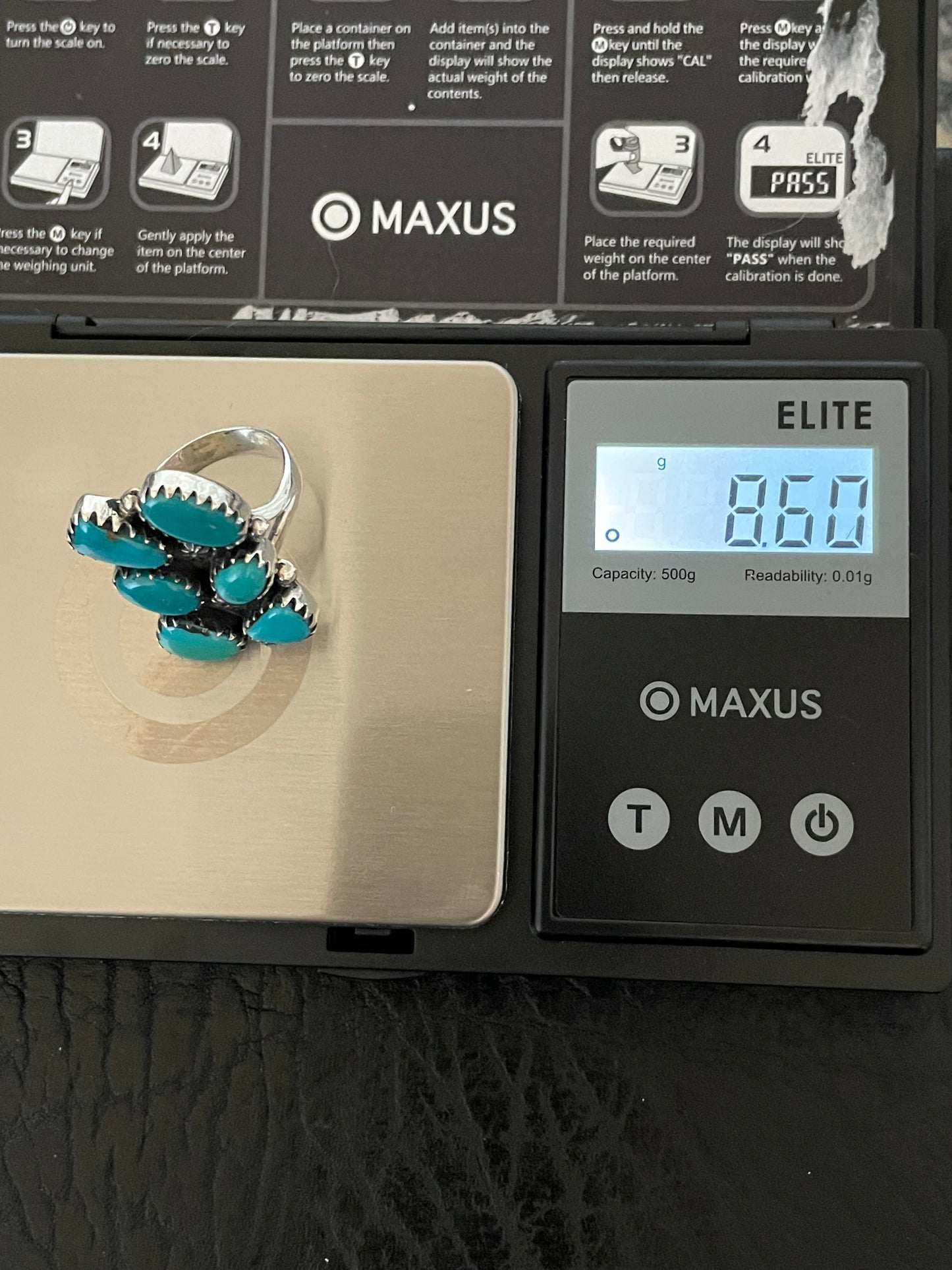 Kingman Turquoise Double Row Ring Size 7 | 925 Sterling Silver Southwest E197