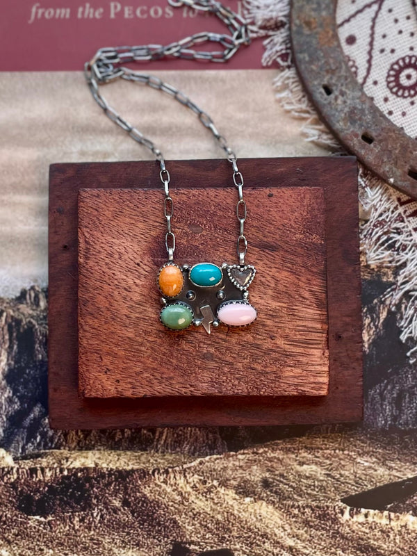 Multistone Heart Necklace | 925 Sterling Silver D227