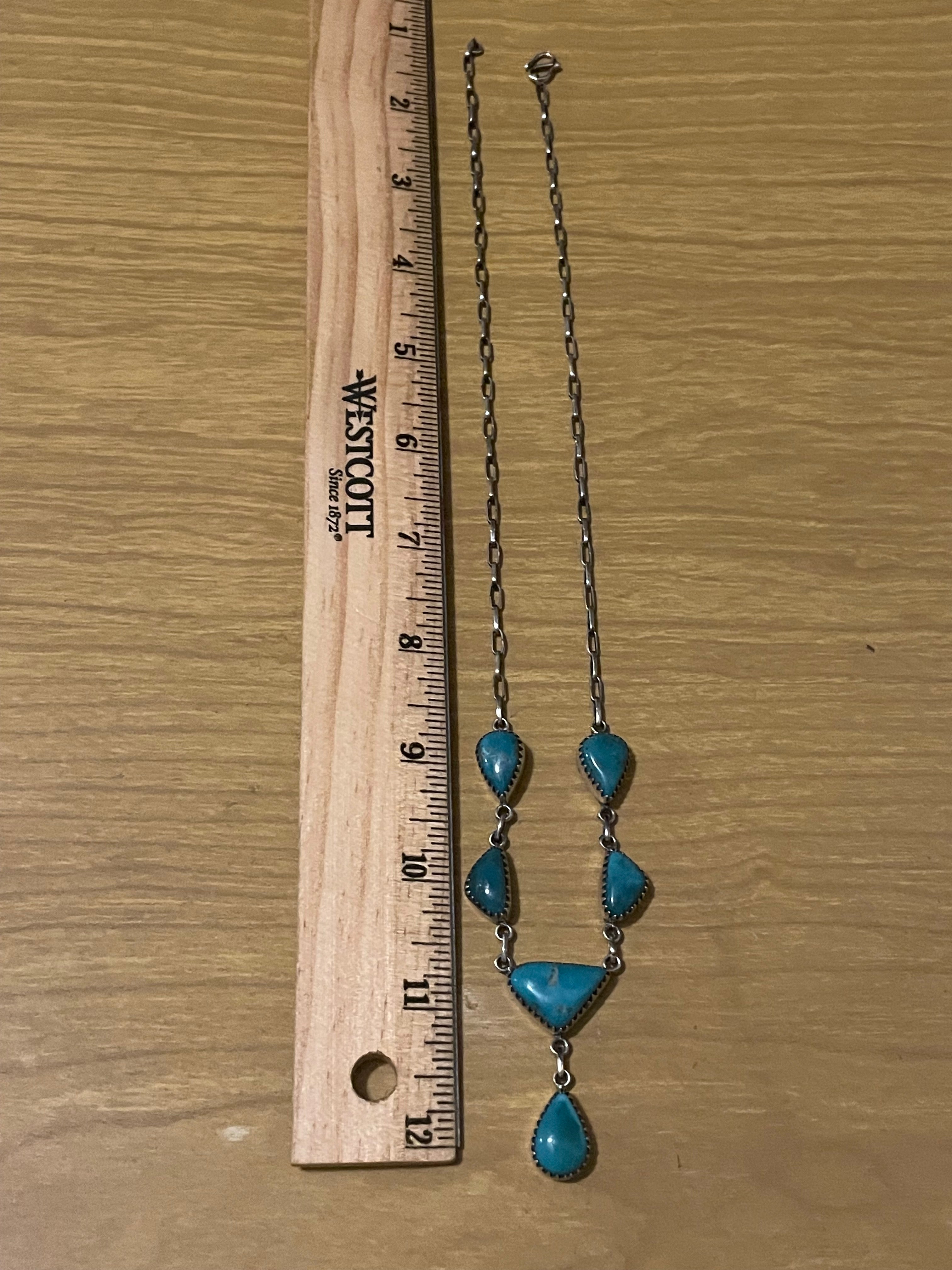 Kingman Turquoise Lariat Necklace | 925 Sterling Silver G412