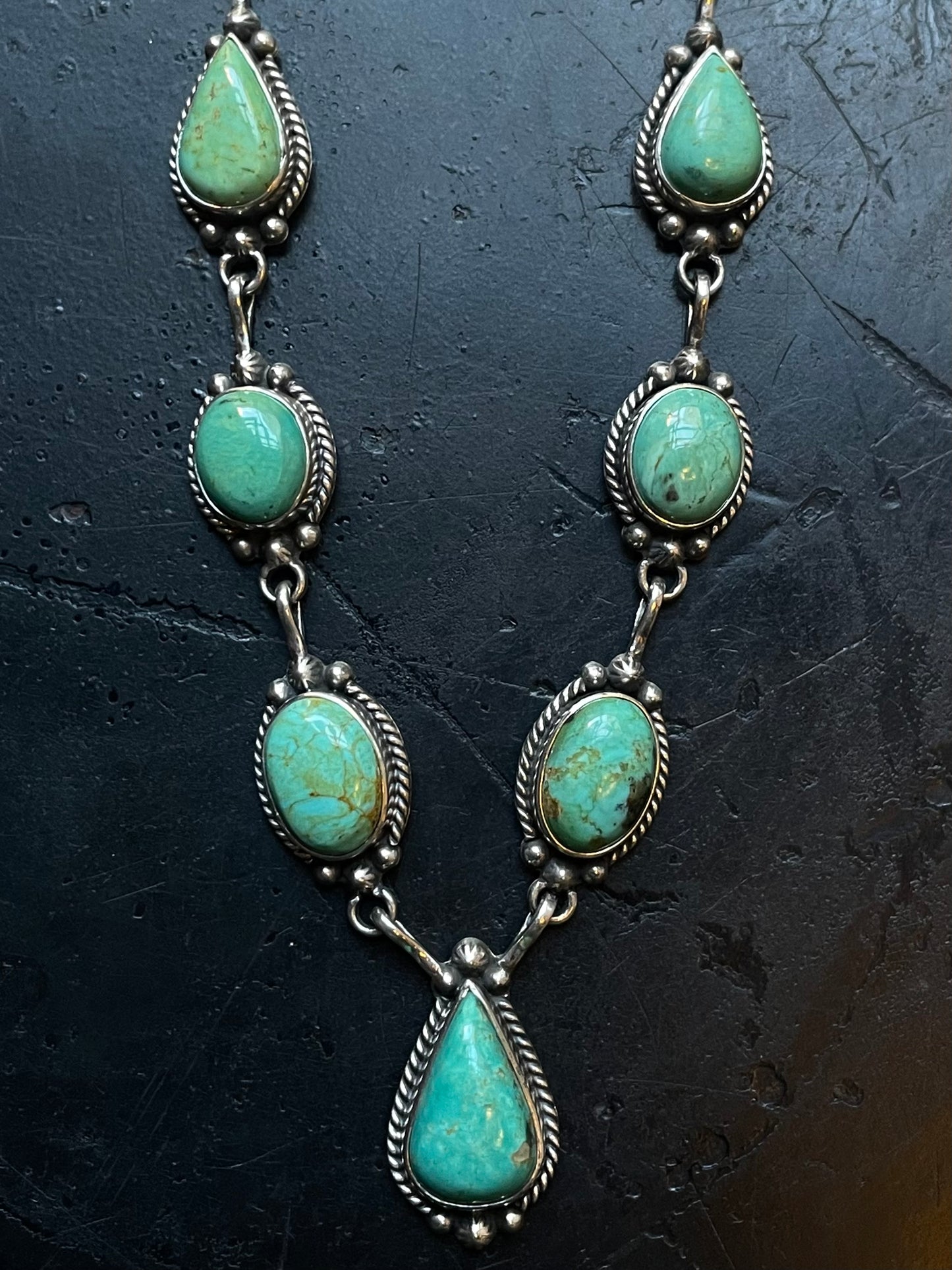 Turquoise Lariat Necklace | 925 Sterling Silver E636