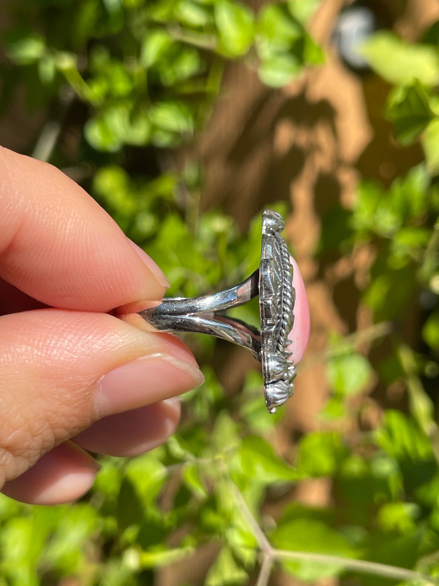 Pink Conch Leaf Ring | 925 Sterling Silver | Size 8 B282