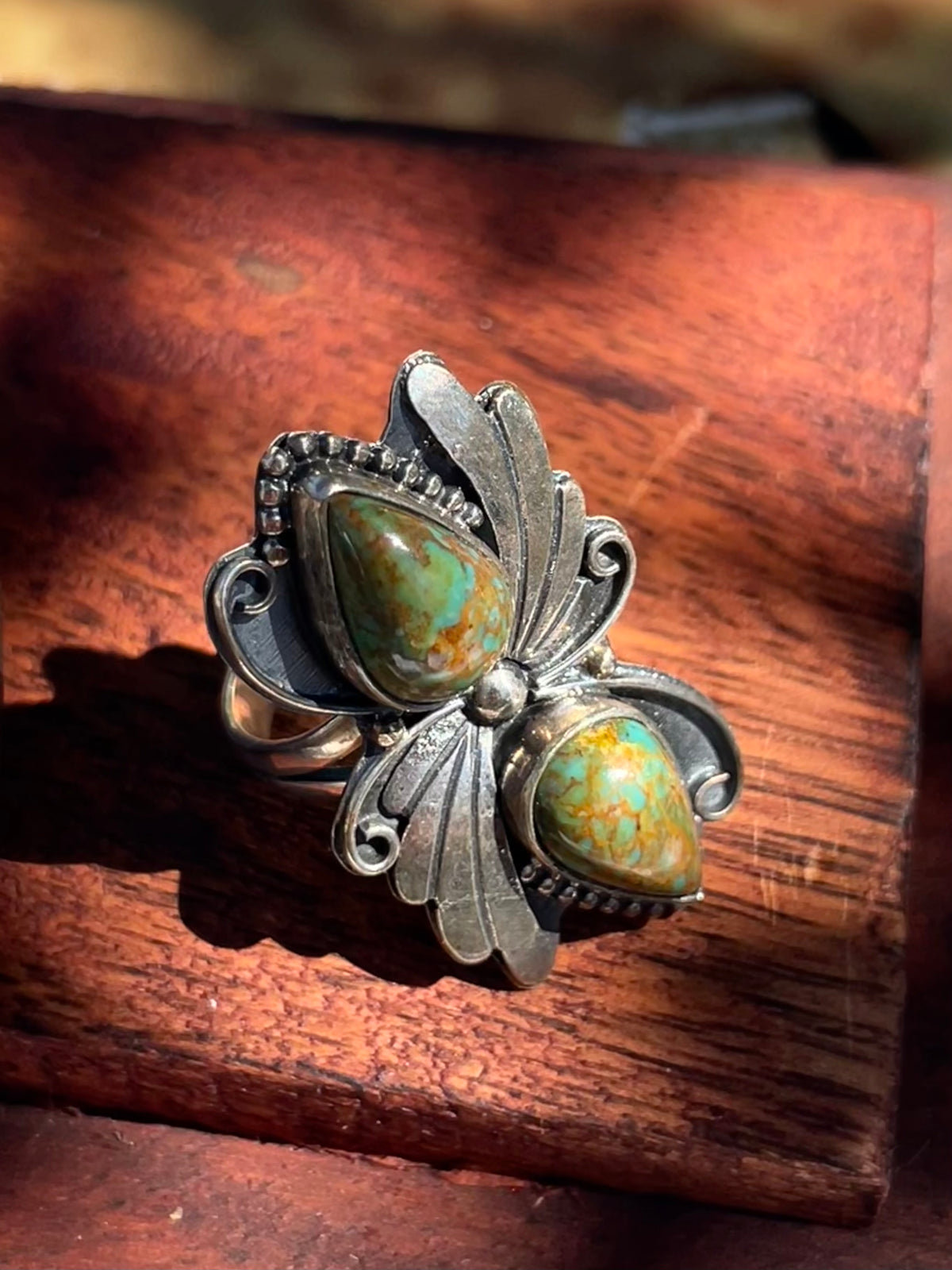 Turquoise Florl Ring | 925 Sterling Silver | Size 9.25 D350