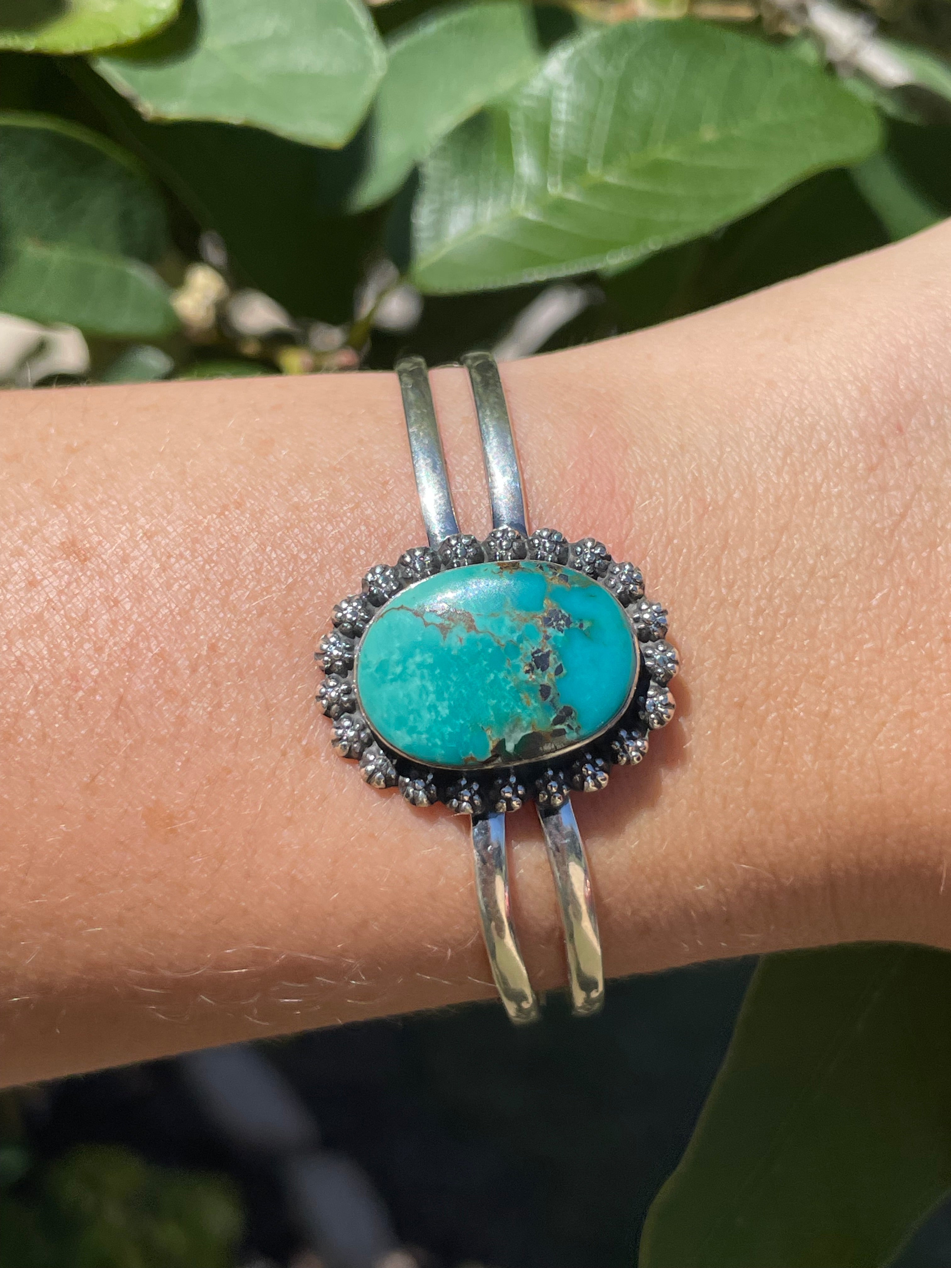 Kingman Turquoise Cuff Bracelet | Sterling Silver D141