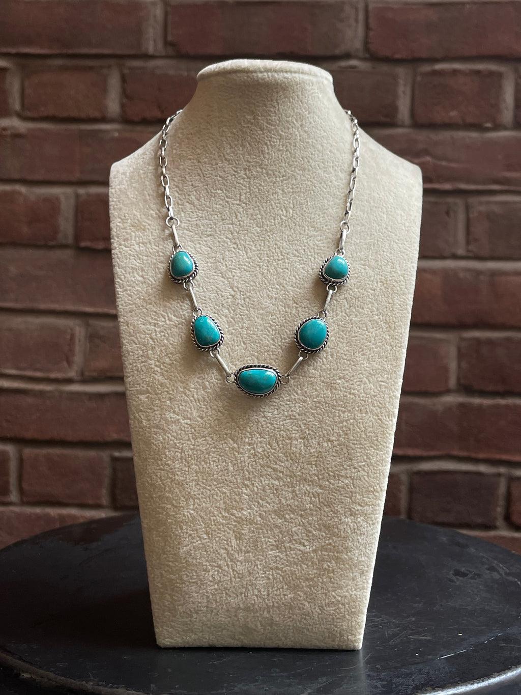 Kingman Turquoise Station Necklace | 925 Sterling Silver E620