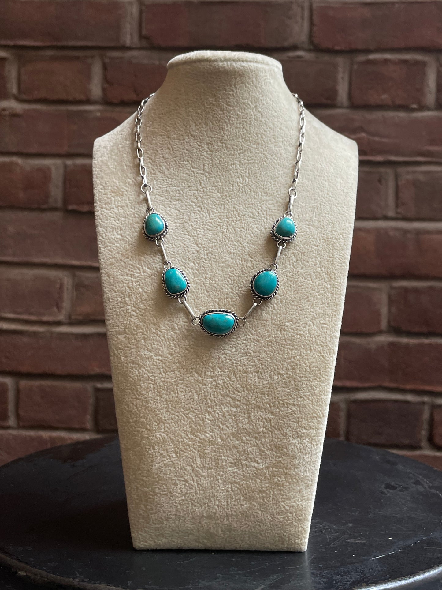 Kingman Turquoise Station Necklace | 925 Sterling Silver E620
