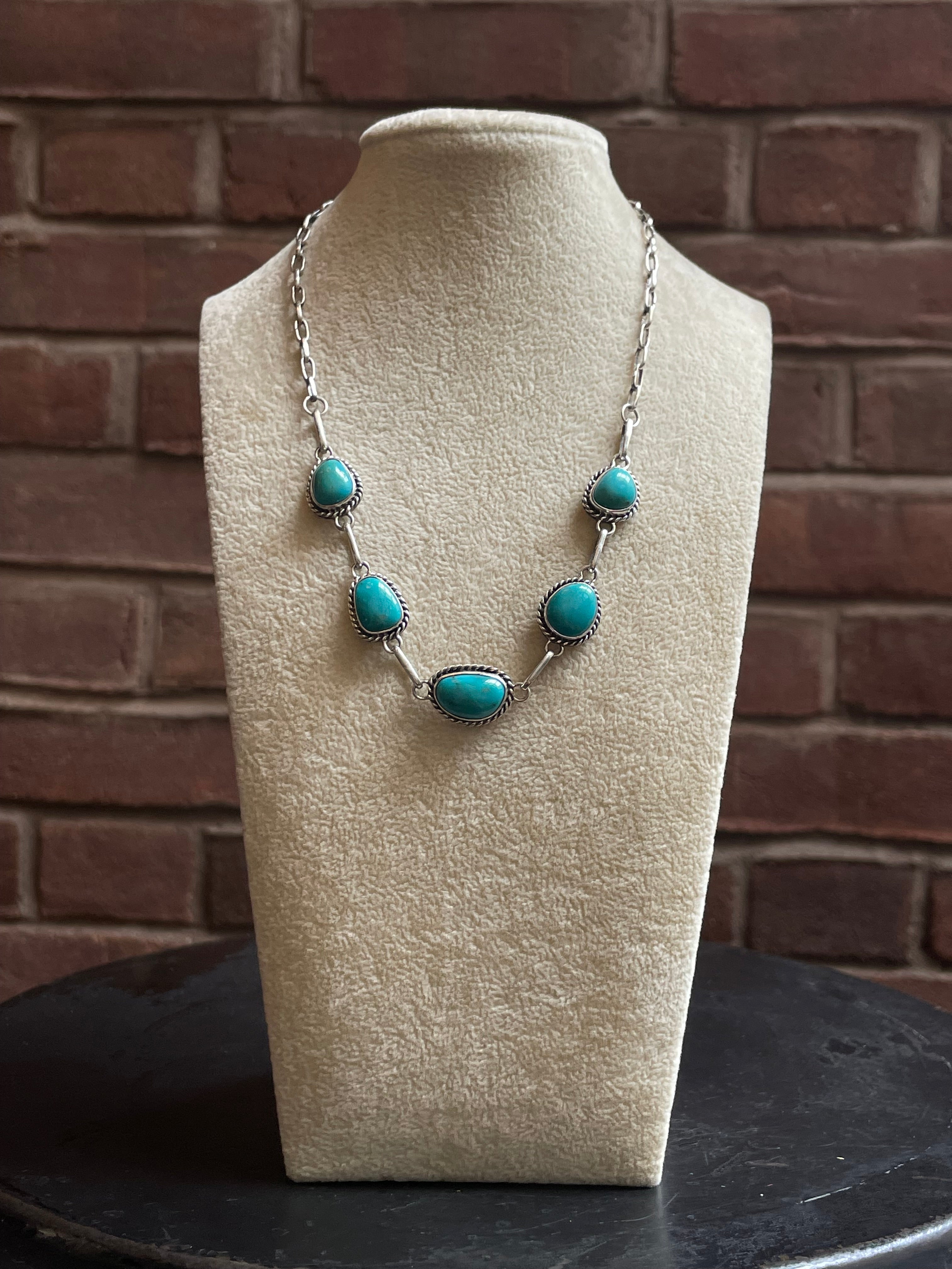 Kingman Turquoise Station Necklace | 925 Sterling Silver E620
