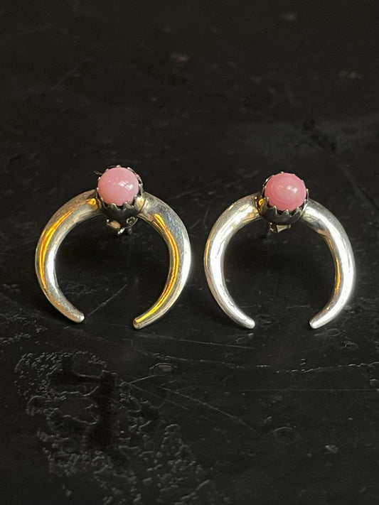 Pink Conch Stud Earrings | 925 Sterling Silver G185