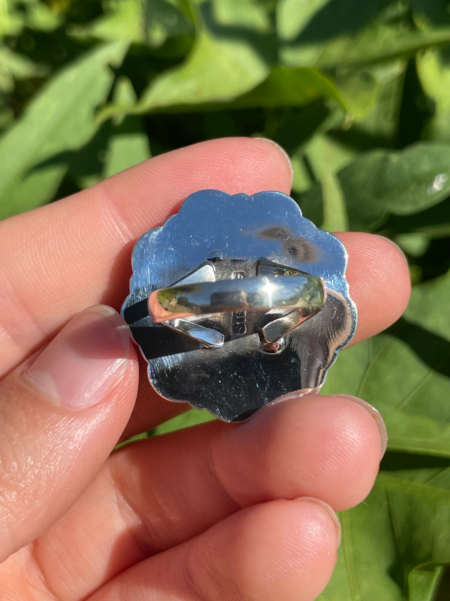 Pink Conch and Turquoise Flower Ring | 925 Sterling Silver Size 7.75 B329