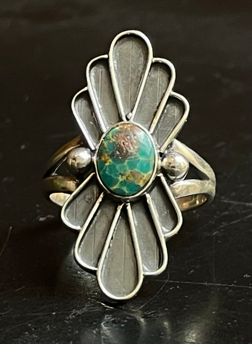Kingman Turquoise Ring | Sterling Silver | Size 7.5 G317