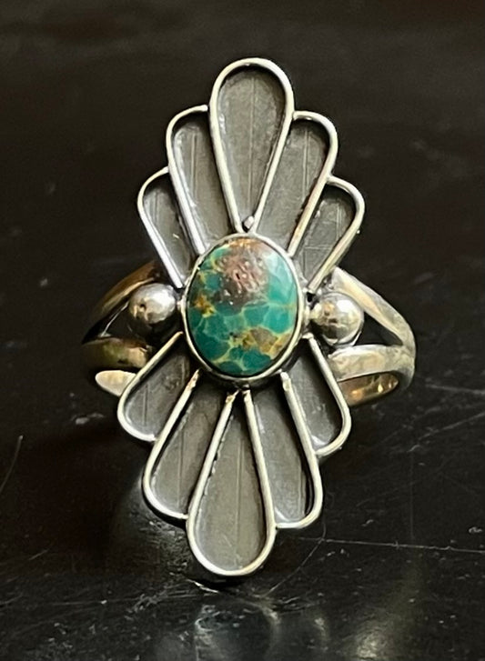 Kingman Turquoise Ring | Sterling Silver | Size 7.5 G317