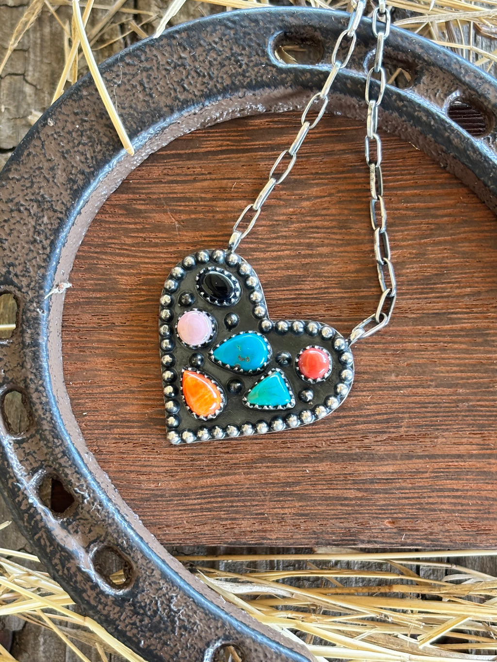 Mixed Stone Heart Necklace | 925 Sterling Silver Z12