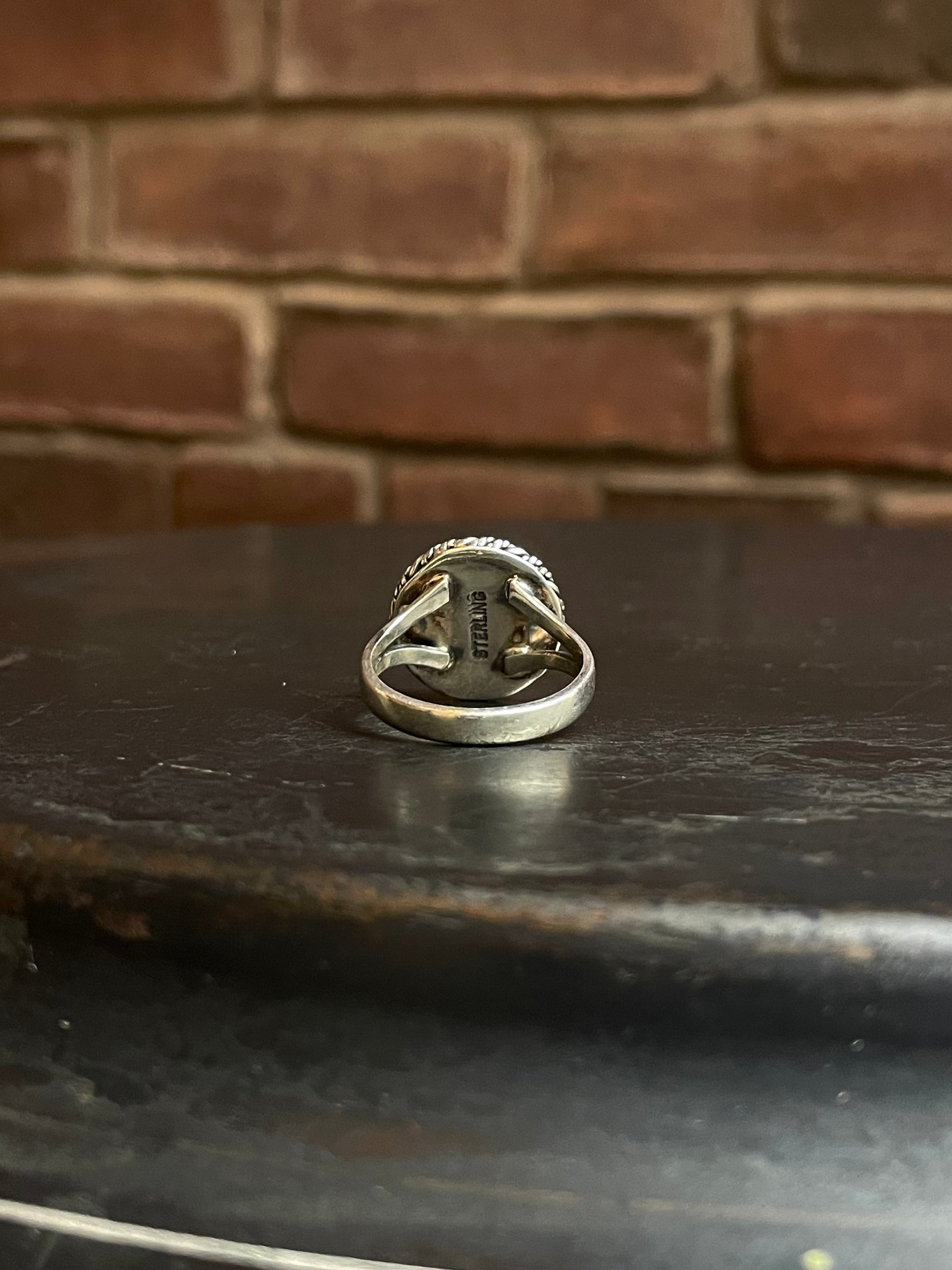 Turquoise Rope Ring | 925 Sterling Silver Size 9 E456