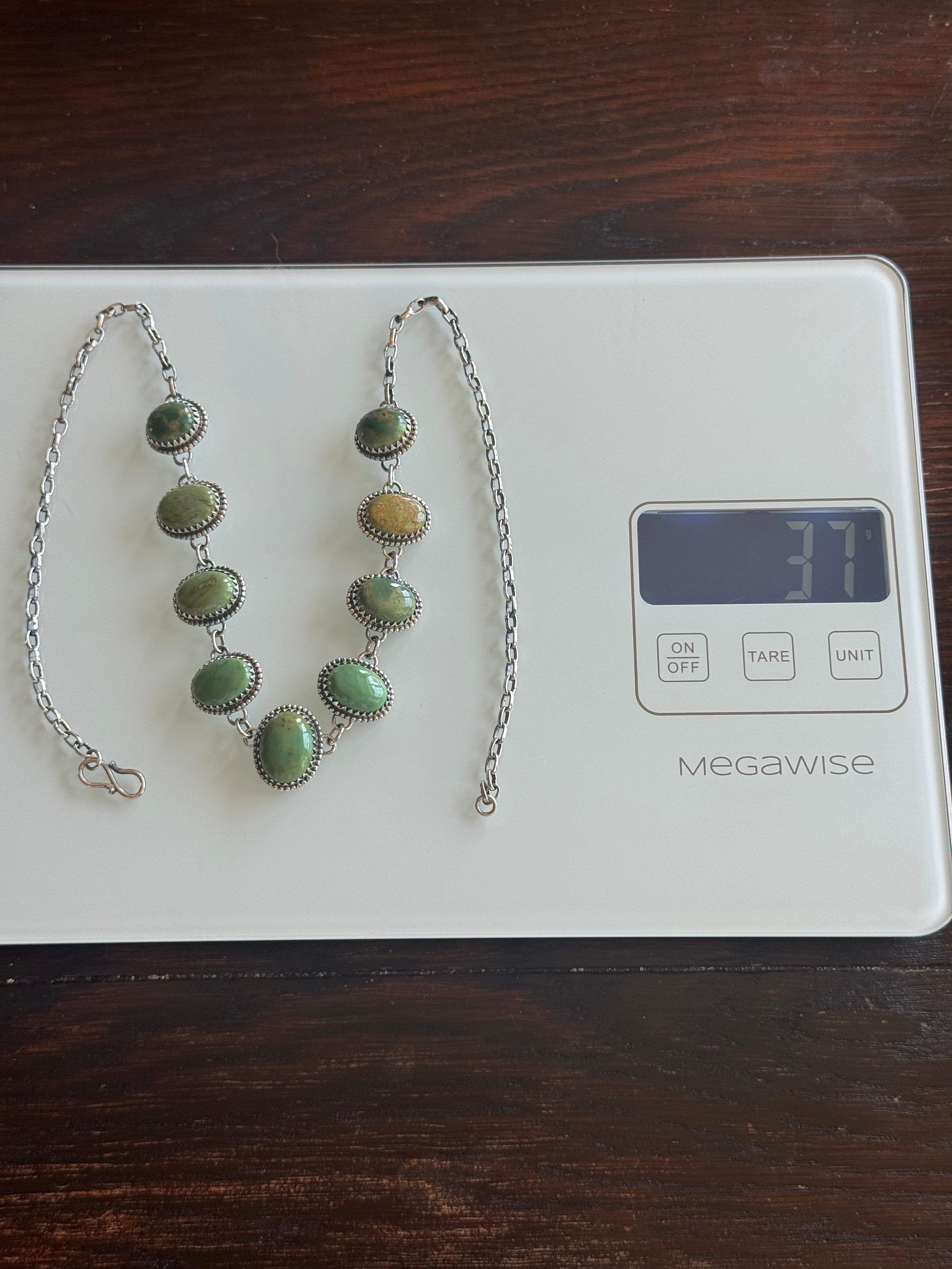 Turquoise Oval Necklace | Sterling Silver | 7.2 in | A985