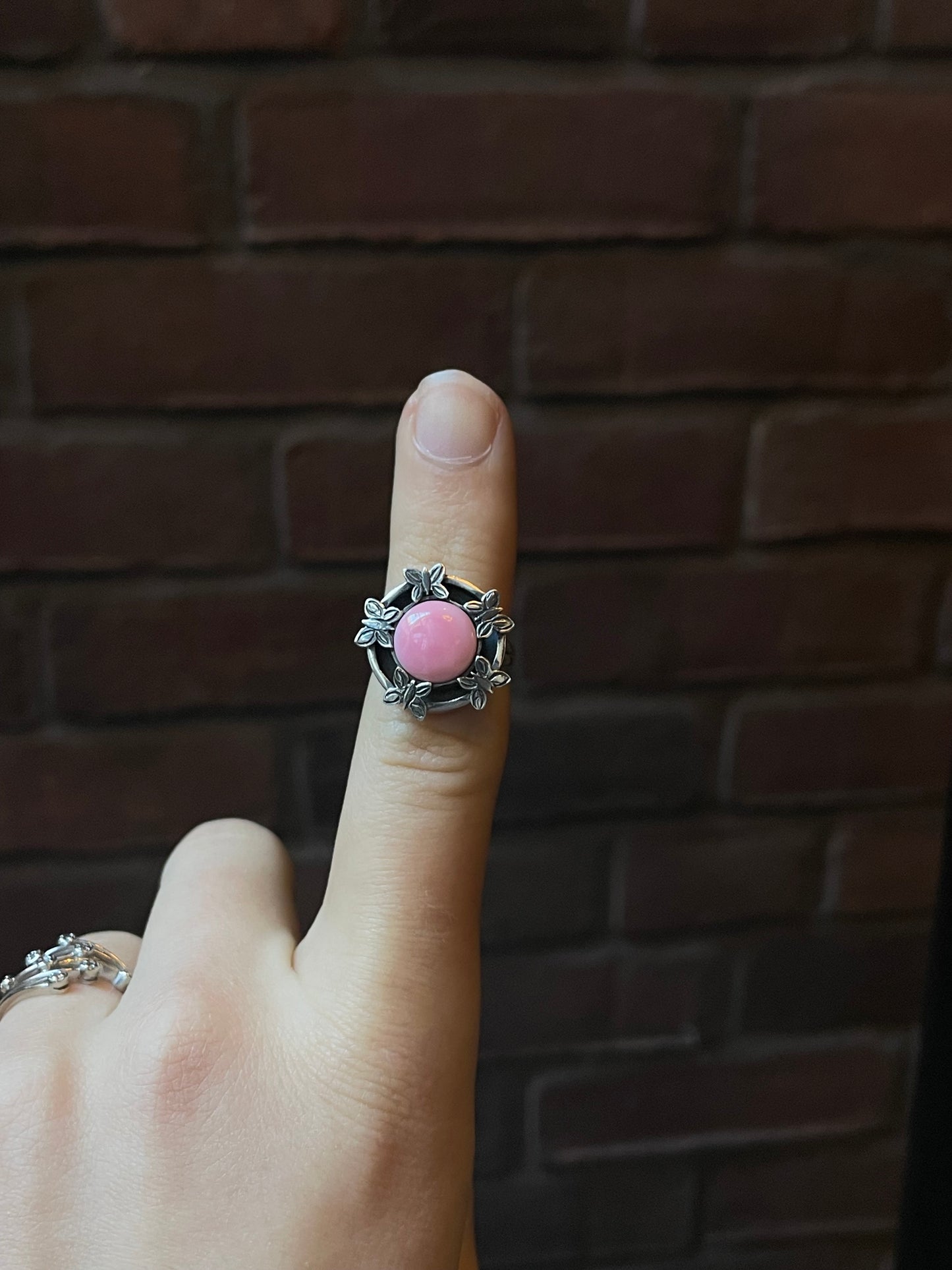 Pink Conch Butterfly Ring | Sterling Silver | Size 6 | A299