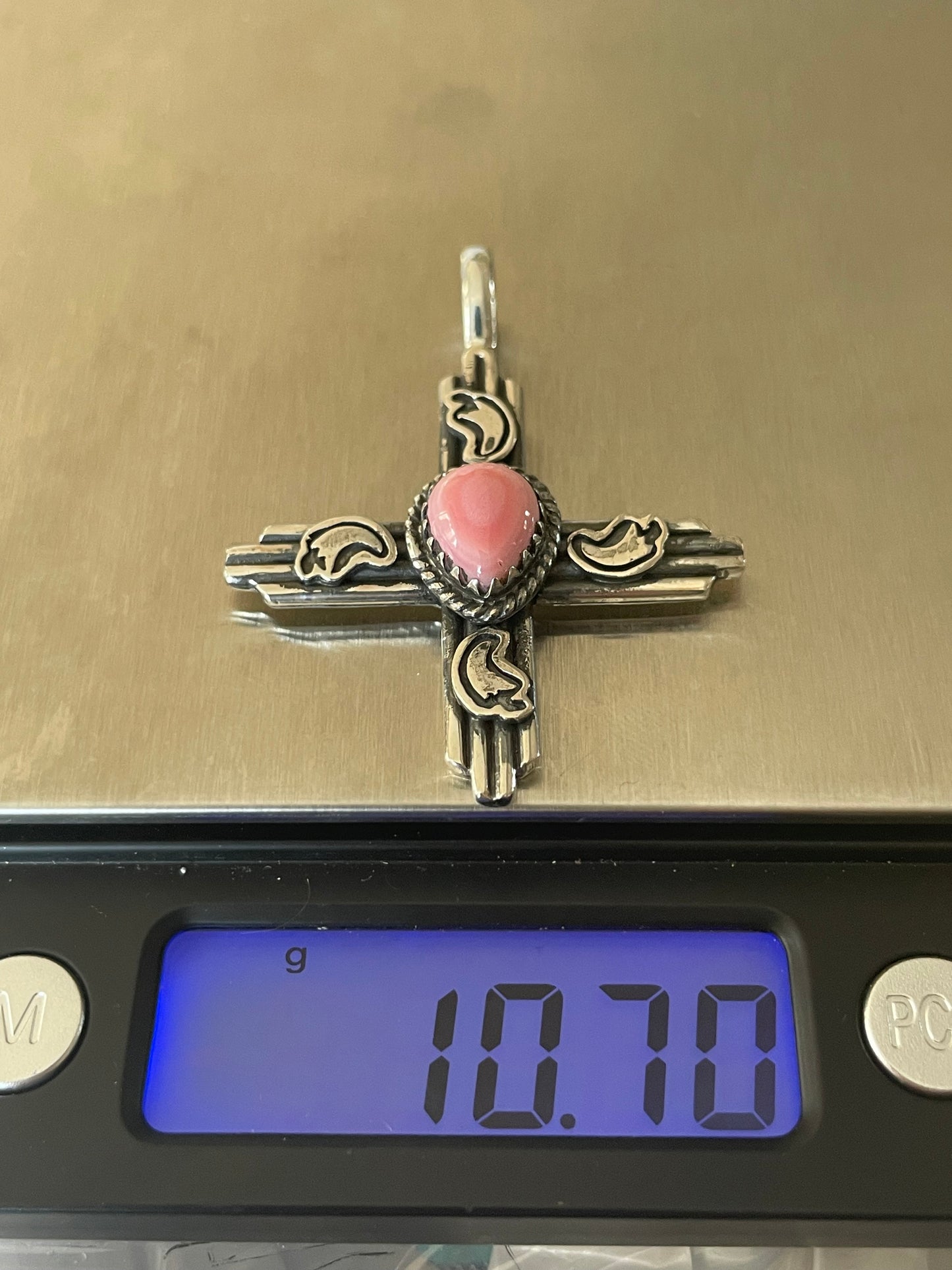 Pink Conch Cross Pendant | 925 Sterling Silver Y8
