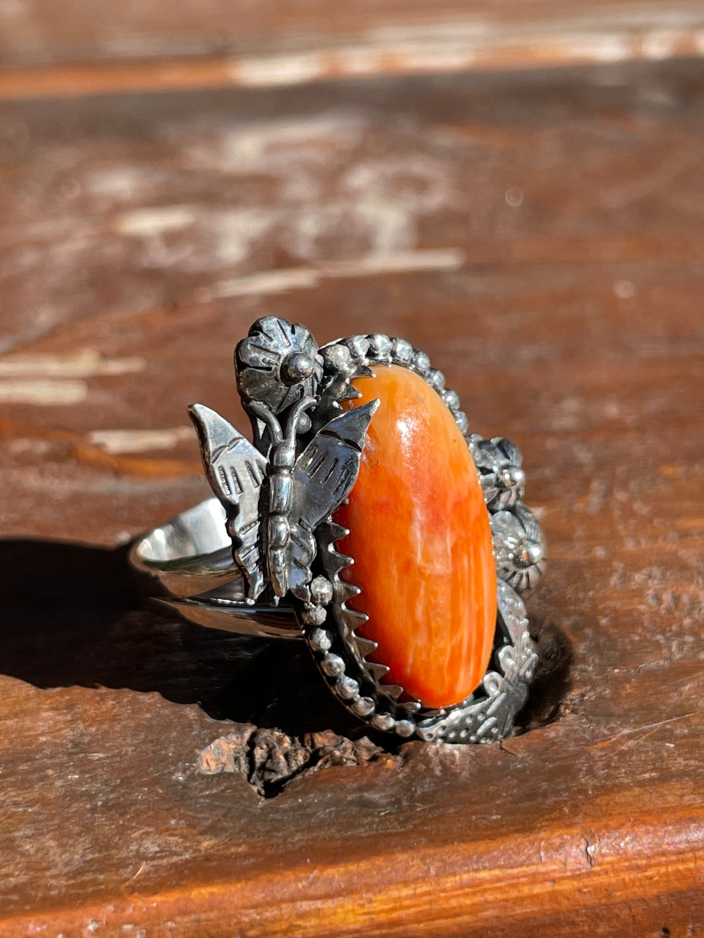 Spiny Oyster Butterfly Ring Size 9 | 925 Sterling Silver Southwest B995