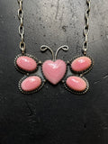 Pink Conch Butterfly Heart Necklace | 925 Sterling Silver E972