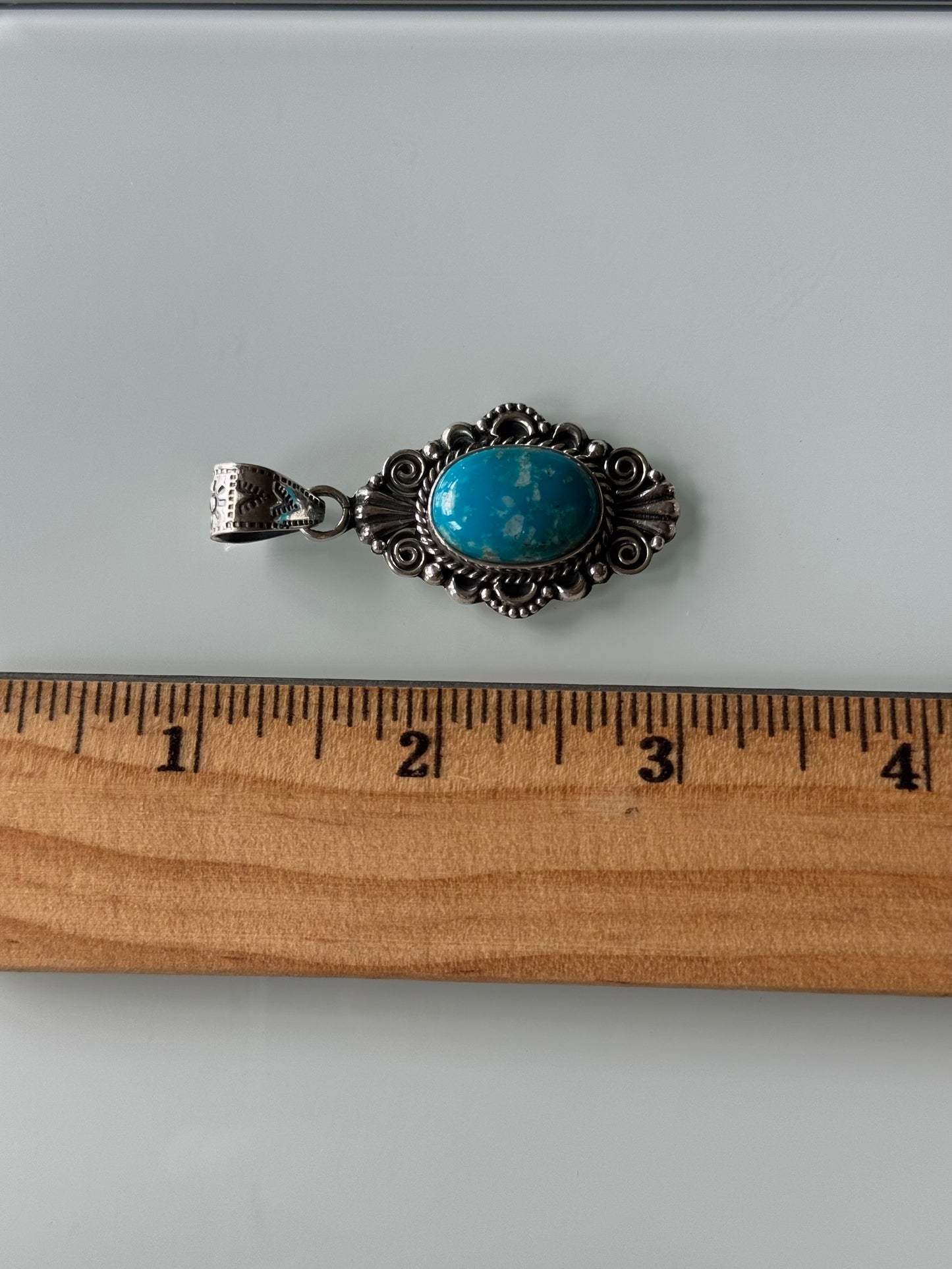 Turquoise Oval Pendant | Sterling Silver | A777