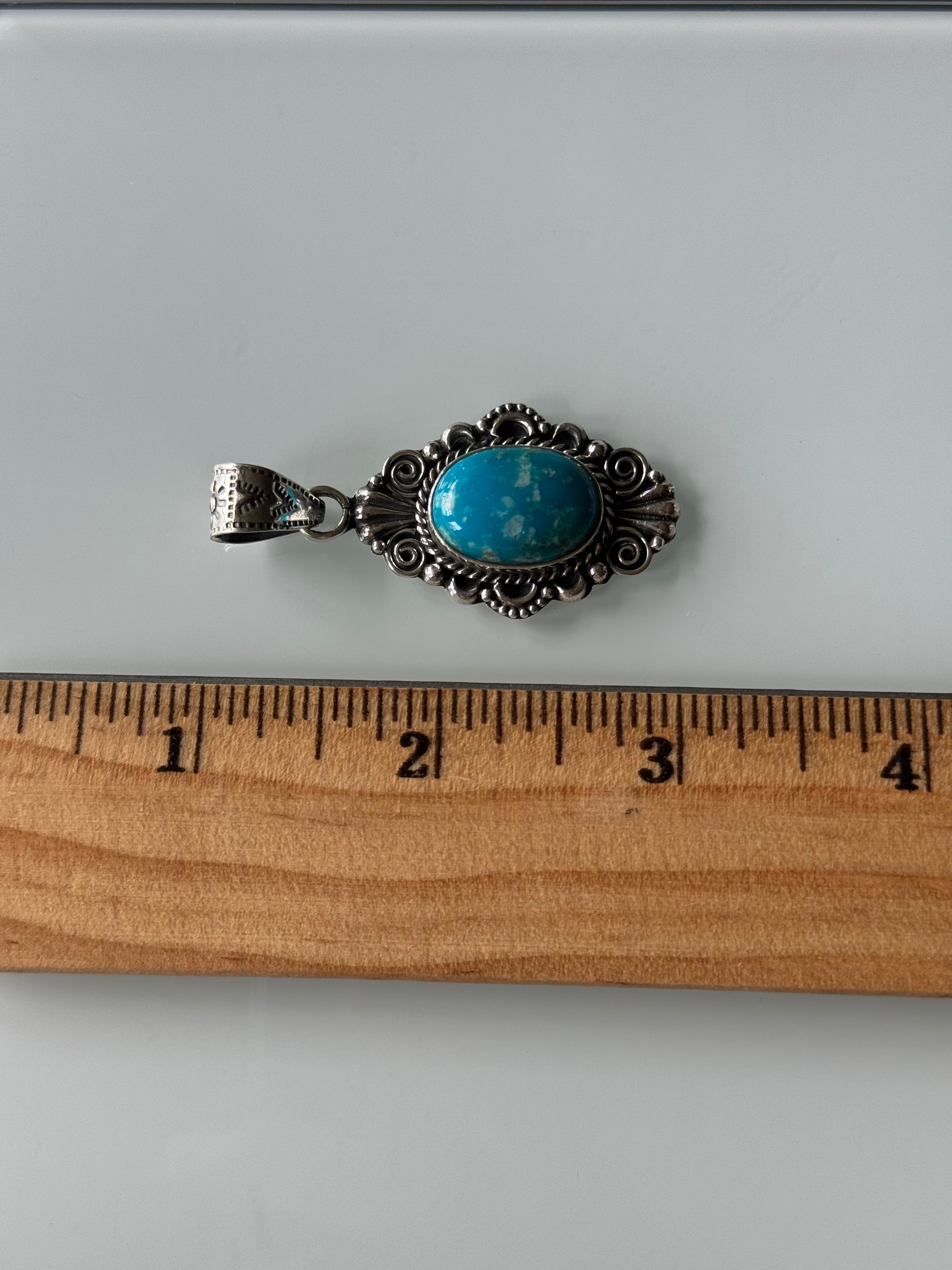 Turquoise Oval Pendant | Sterling Silver | A777