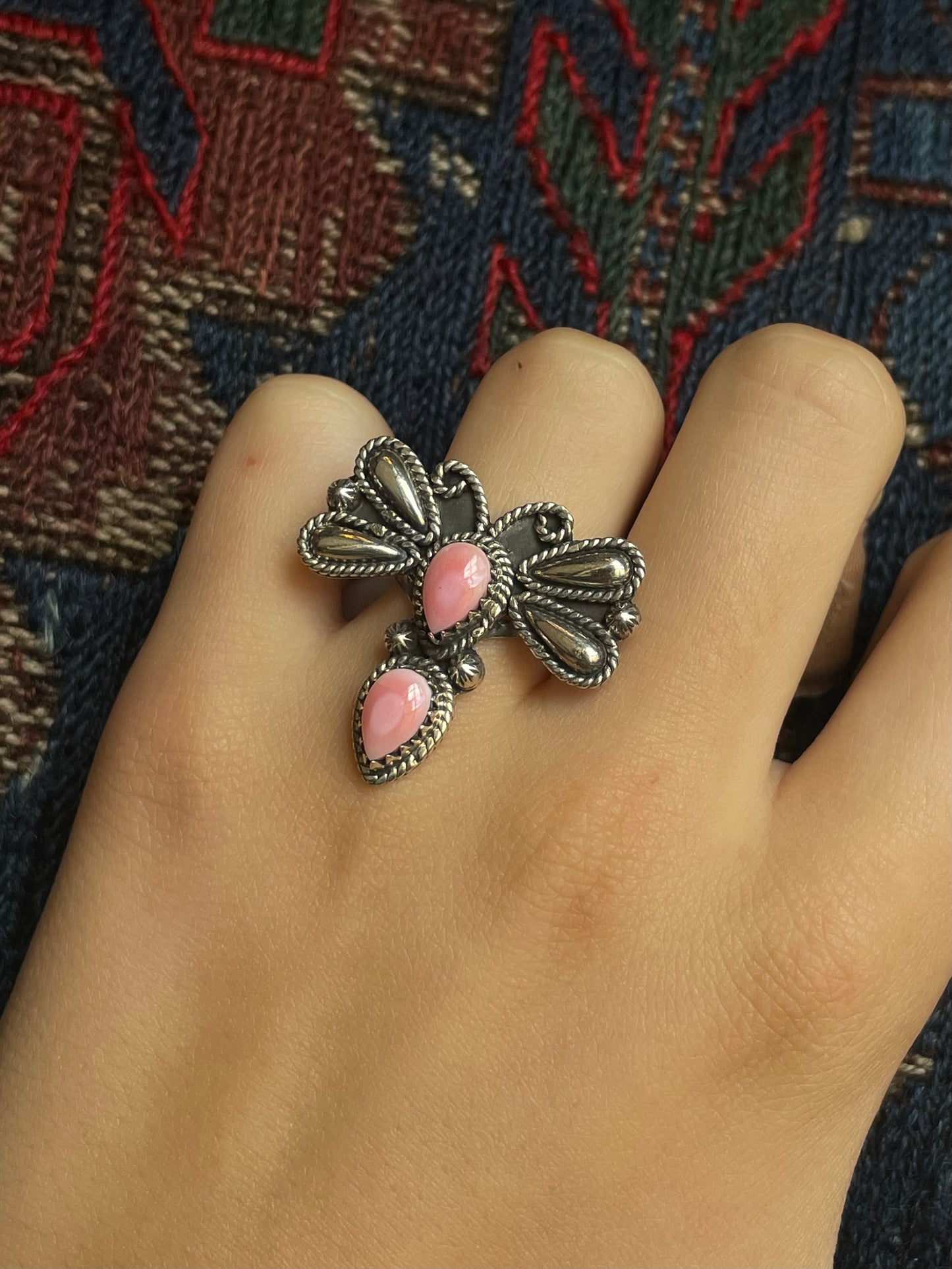 Pink Conch Dragonfly Ring Size 6 | 925 Sterling Silver E991