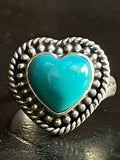 Kingman Turquoise Heart Ring | Sterling Silver | Size 6 G355