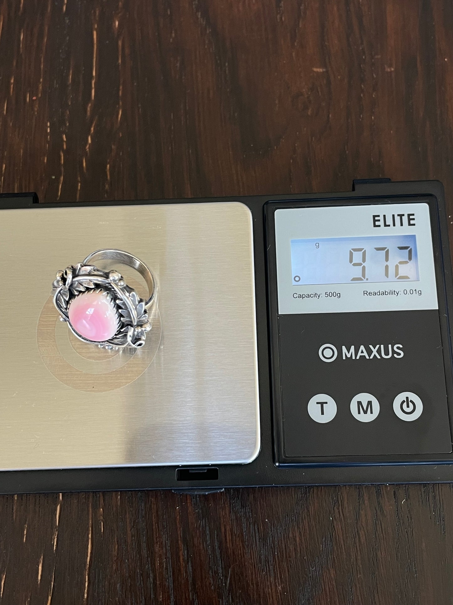 Pink Conch Tear Drop Ring Size 6 | Sterling Silver E903