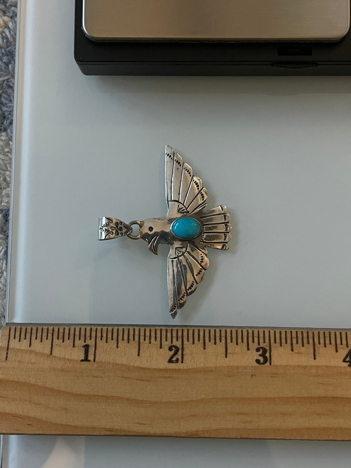 Turquoise Thunderbird Pendant | 925 Sterling Silver E511