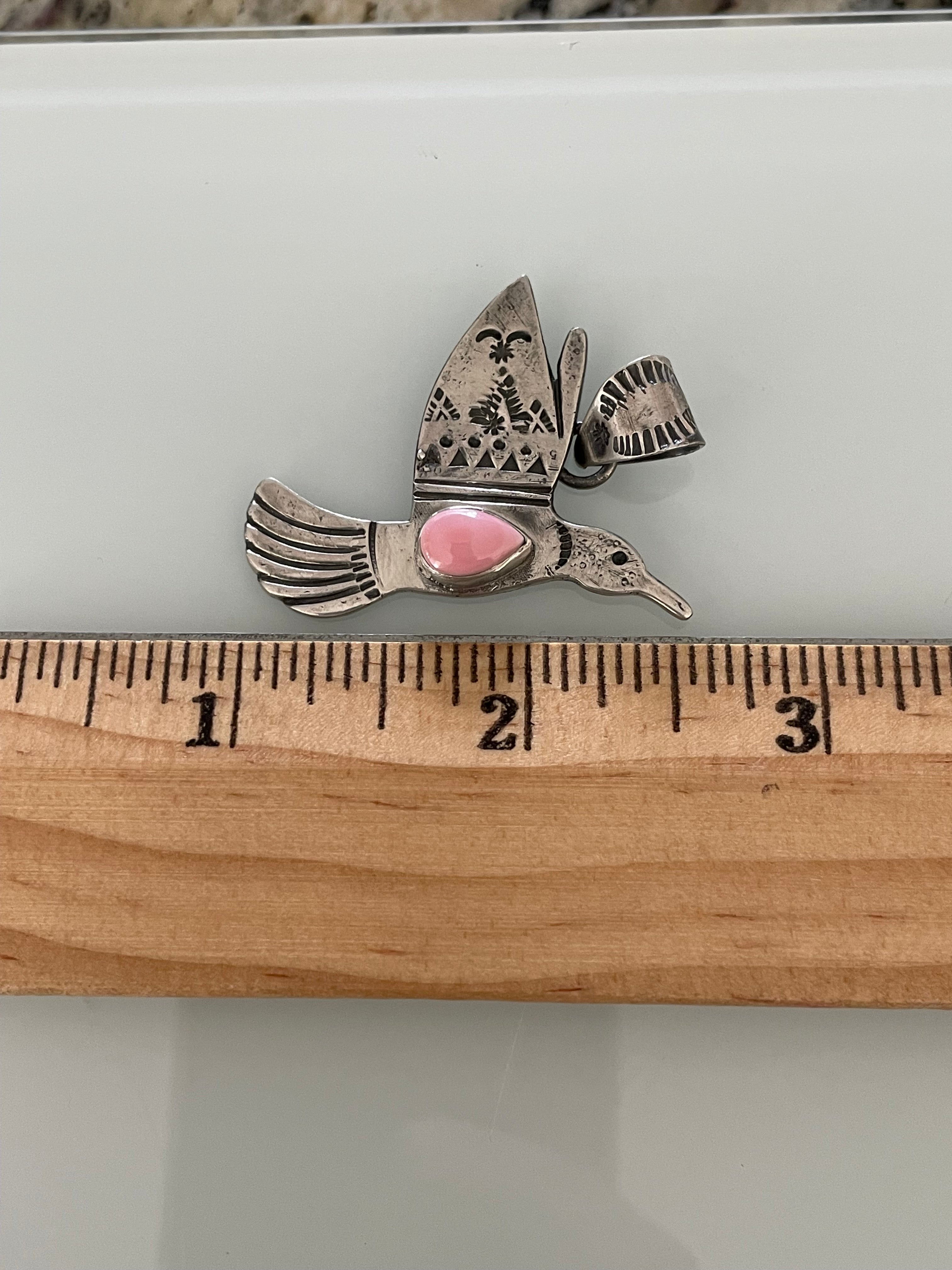Pink Conch Hummingbird Pendant | 925 Sterling Silver E272