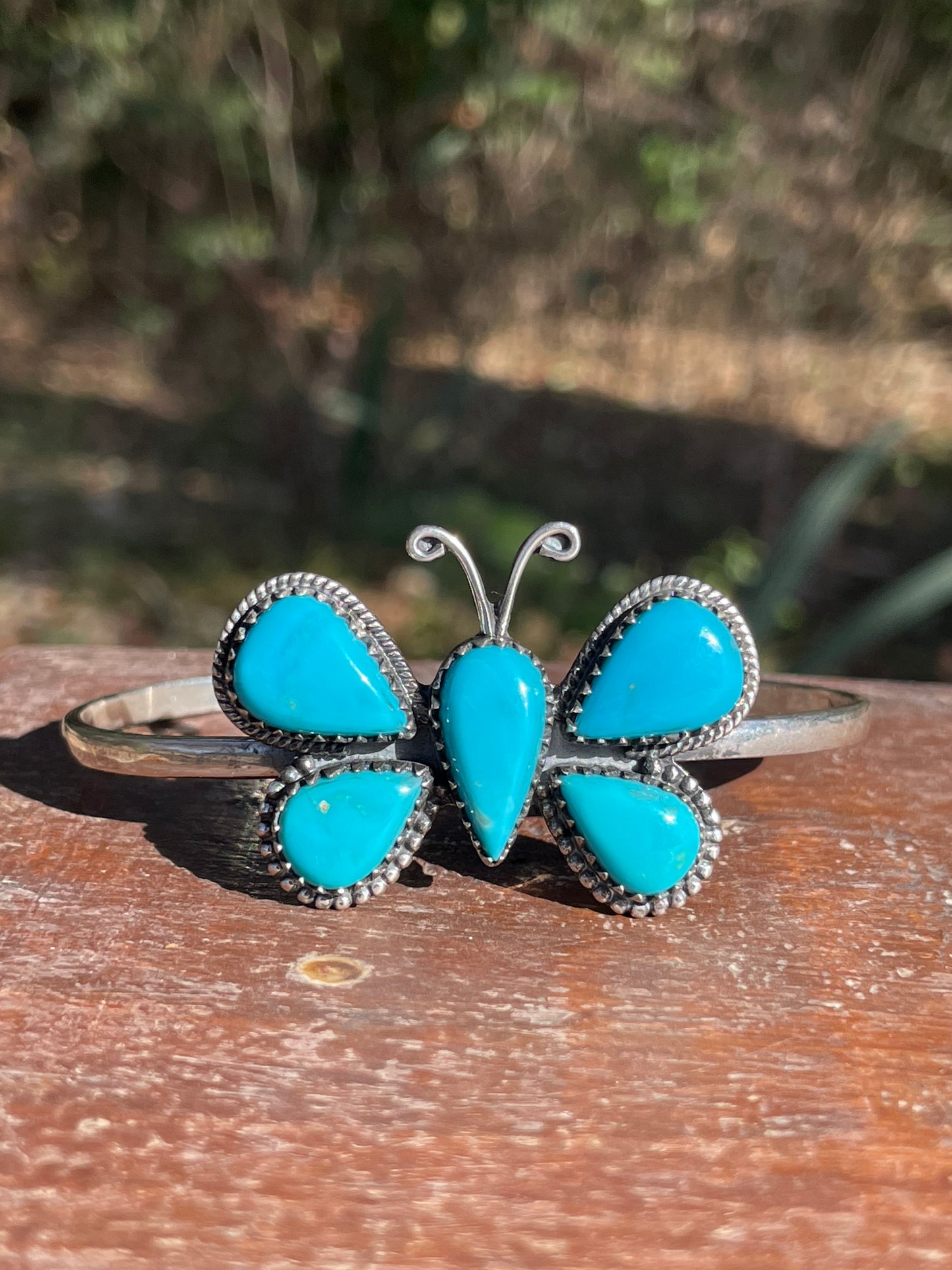 Kingman Turquoise Butterfly Cuff Bracelet | 925 Sterling Silver D119