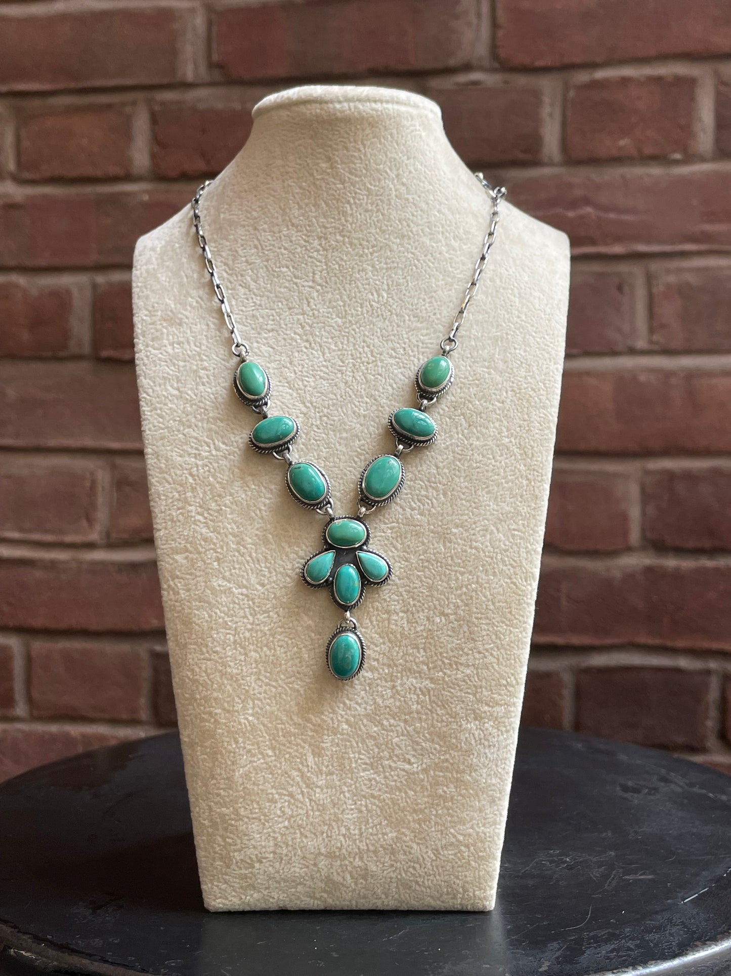 Kingman Turquoise Drop Necklace | 925 Sterling Silver E632