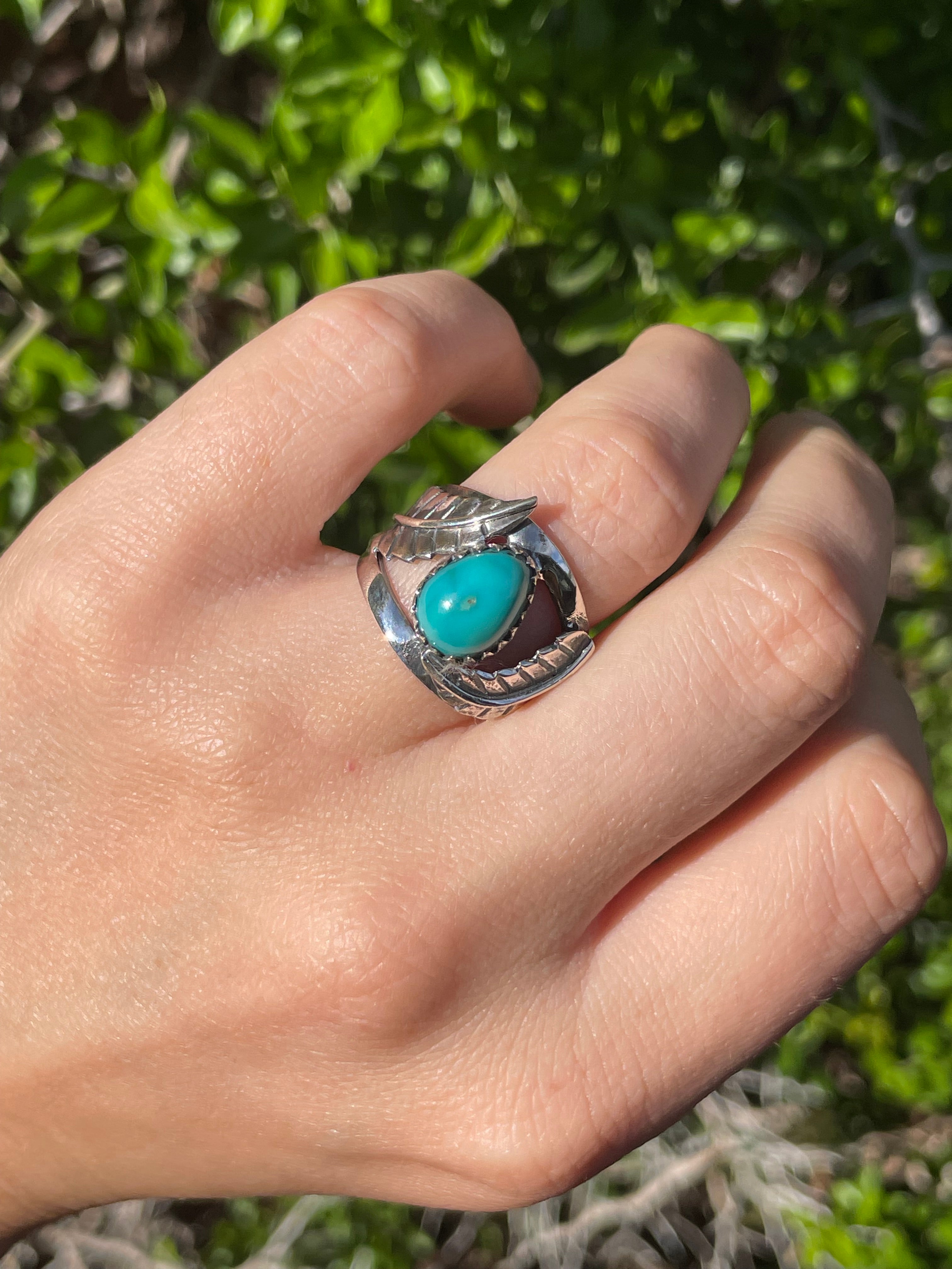 Kingman Turquoise Feather Ring Size 6 | 925 Sterling Silver B570