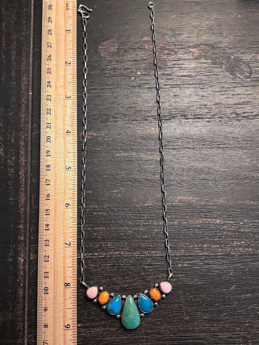 Turquoise Spiny Oyster Conch Necklace | Sterling Silver A090