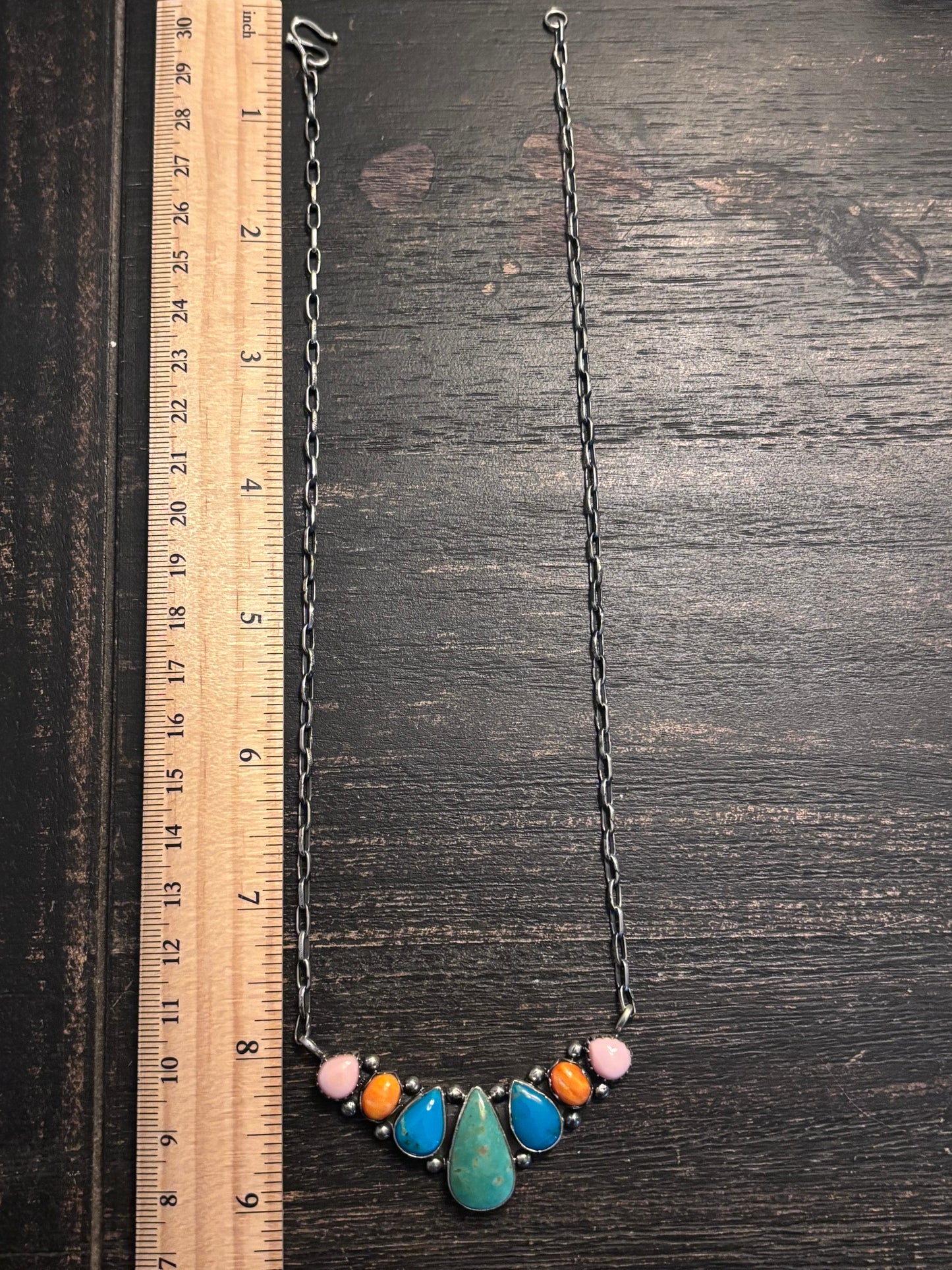 Turquoise Spiny Oyster Conch Necklace | Sterling Silver A090