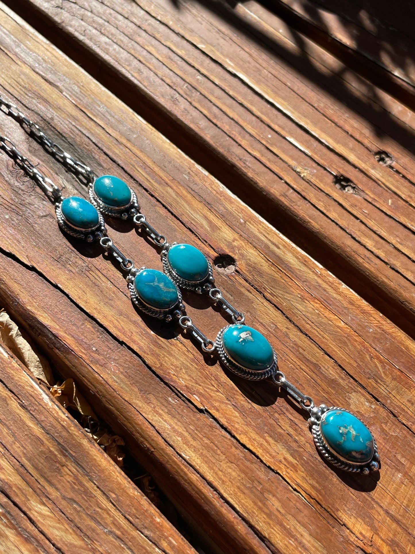 Kingman Turquoise Lariat Necklace | Sterling Silver 925 B879