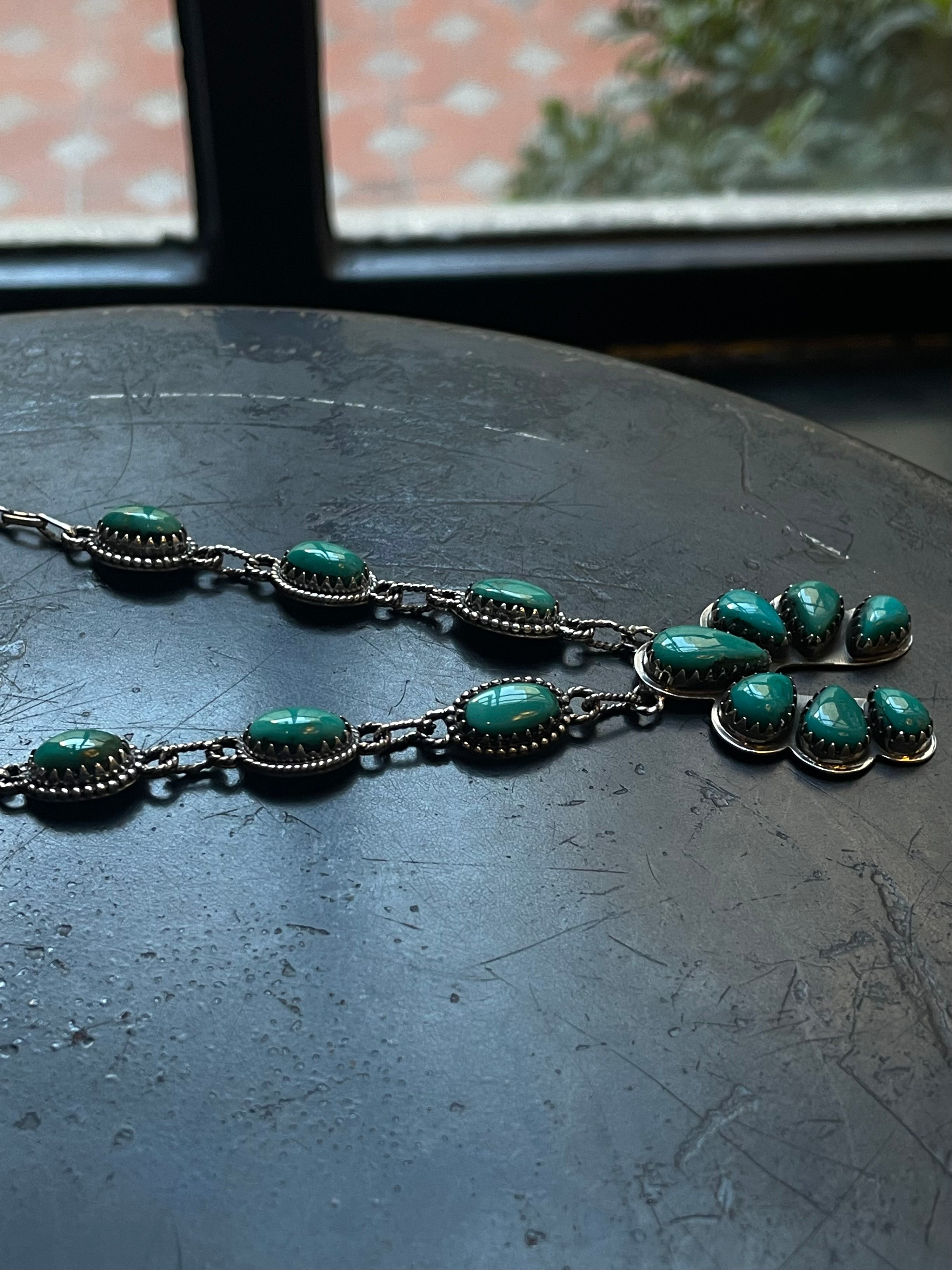 Kingman Turquoise Naja Necklace | 925 Sterling Silver E628