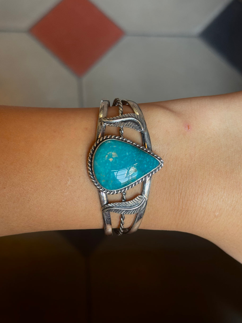 Turquoise Teardrop Cuff | Sterling Silver | A850