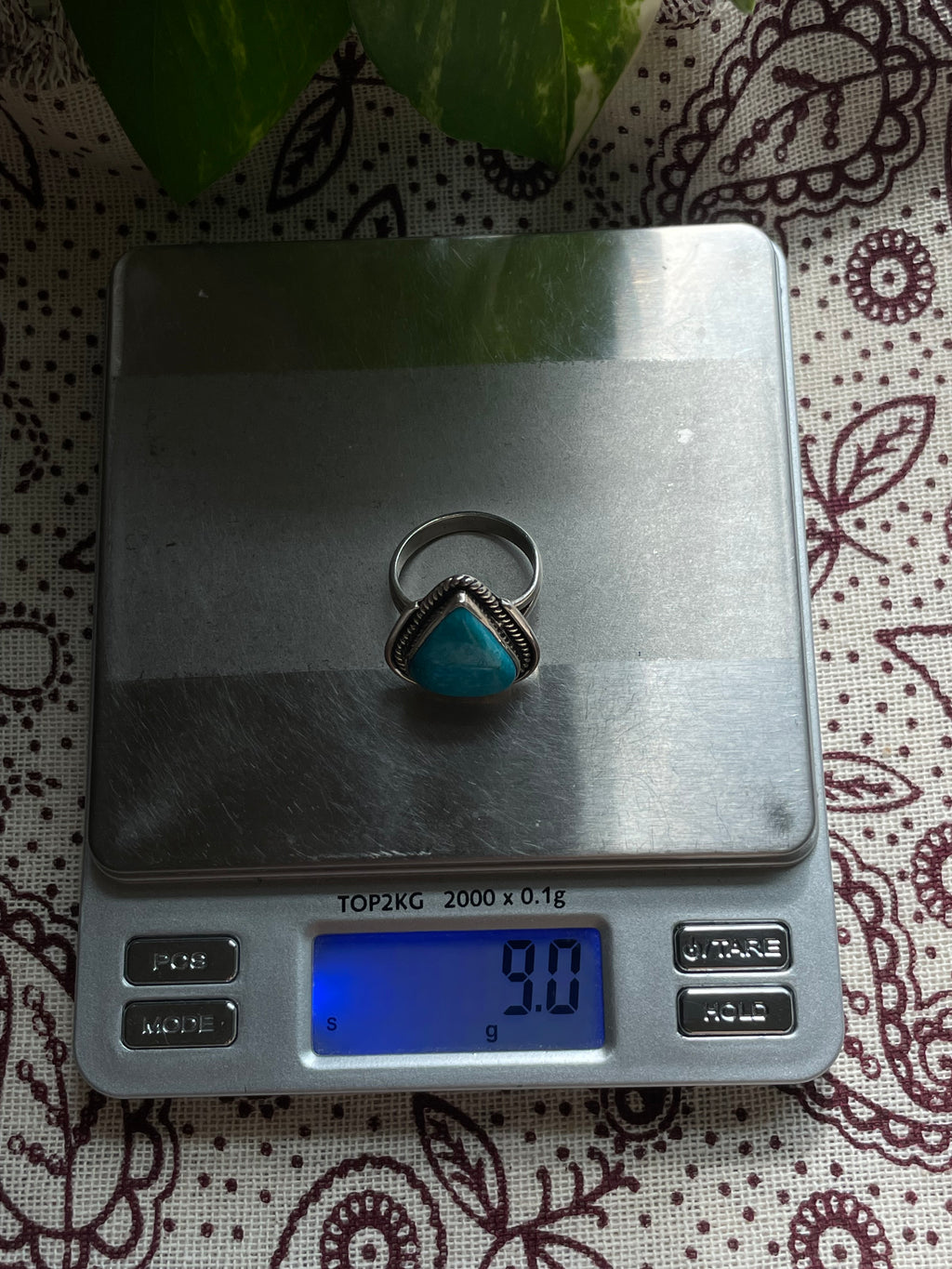 Turquoise Tear Drop Ring | 925 Sterling Silver Size 8.75 D292