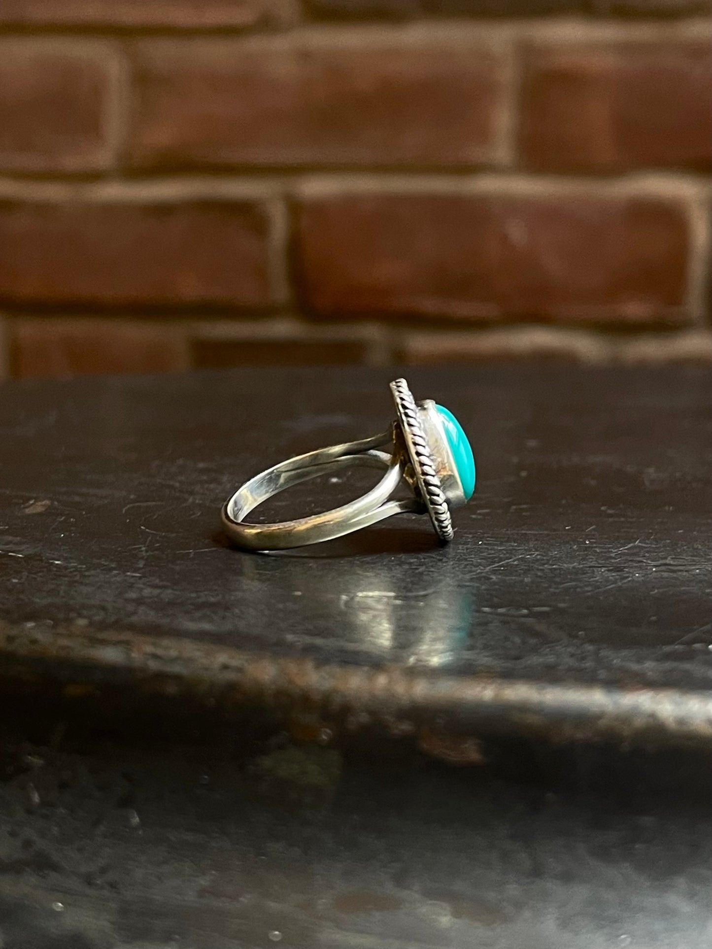 Turquoise Rope & Beaded Ring Size 8 | Sterling Silver E879