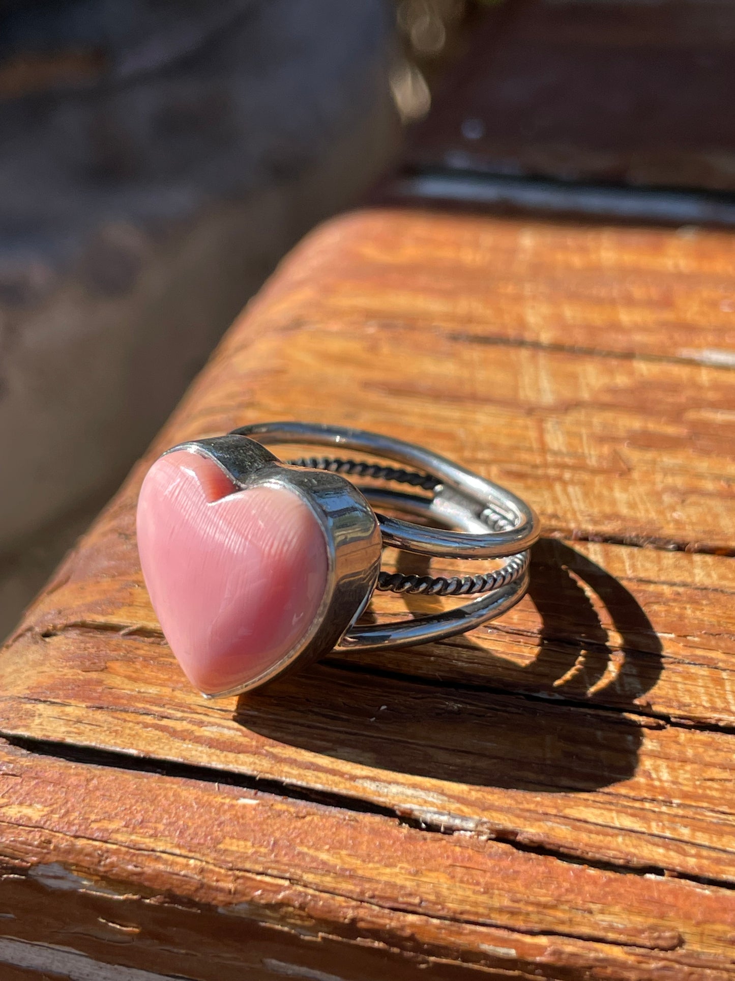 Pink Conch Heart Ring Size 7.5 | 925 Sterling Silver B936