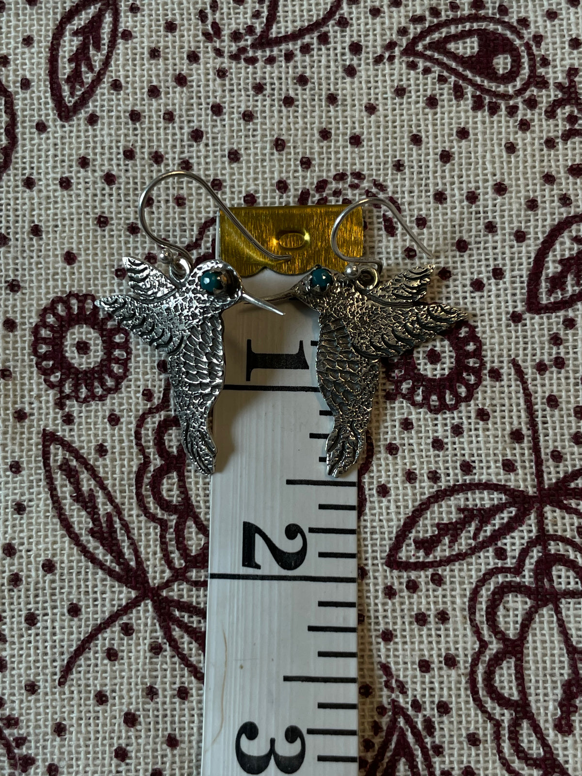 Turquoise Hummingbird Earrings | 925 Sterling Silver Hooks E374