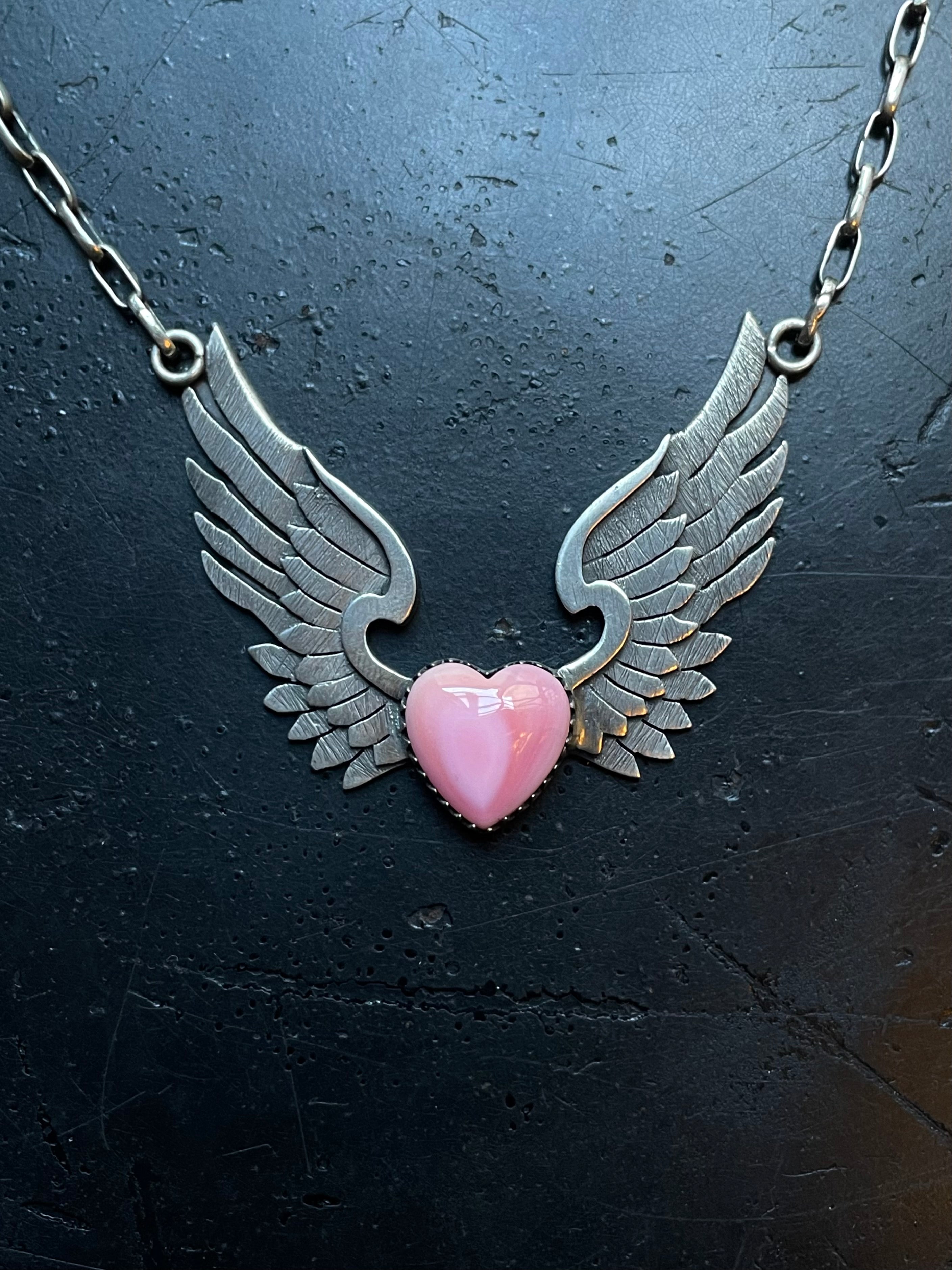 Pink Conch Wings Necklace | 925 Sterling Silver E363
