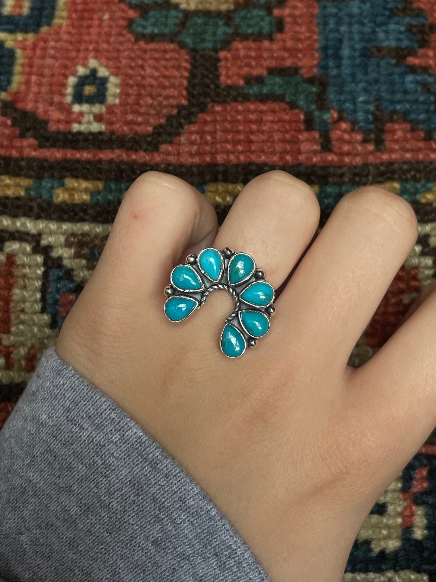 Kingman Turquoise Naja Ring | Sterling Silver 925 | Size 6 C597