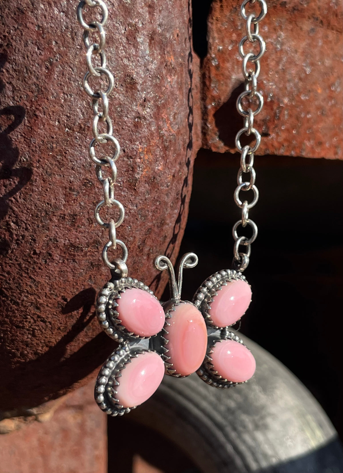 Pink Conch Butterfly Necklace | Sterling Silver E827