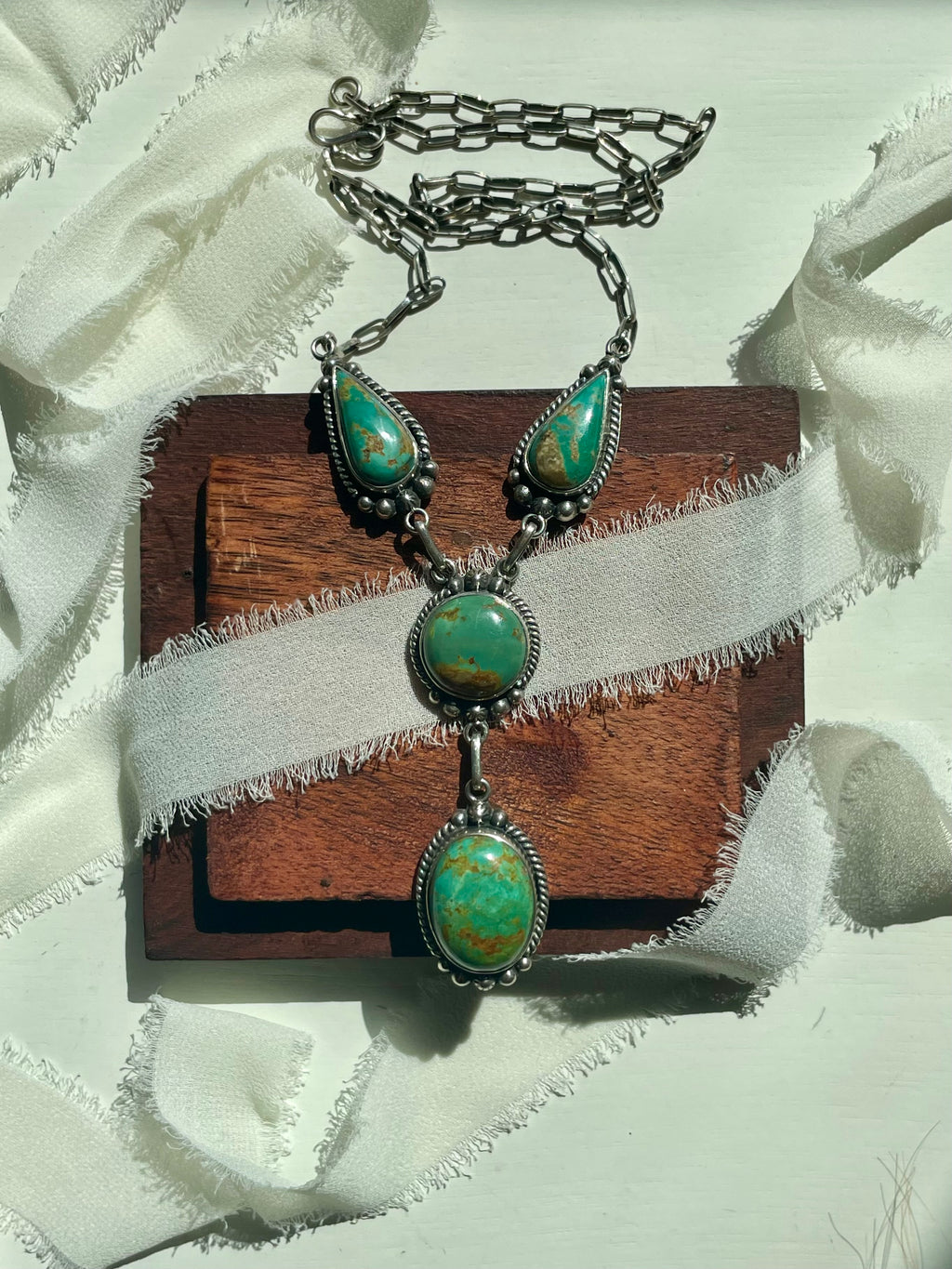 Kingman Turquoise Lariat Necklace | 925 Sterling Silver G608