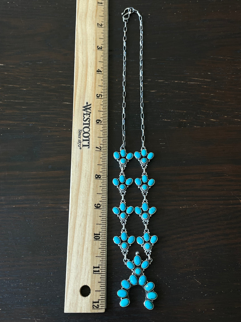 Kingman Turquoise Naja Cluster Necklace | Sterling Silver E833