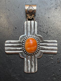 Spiny Oyster Zia Cross Pendant | Sterling Silver G432